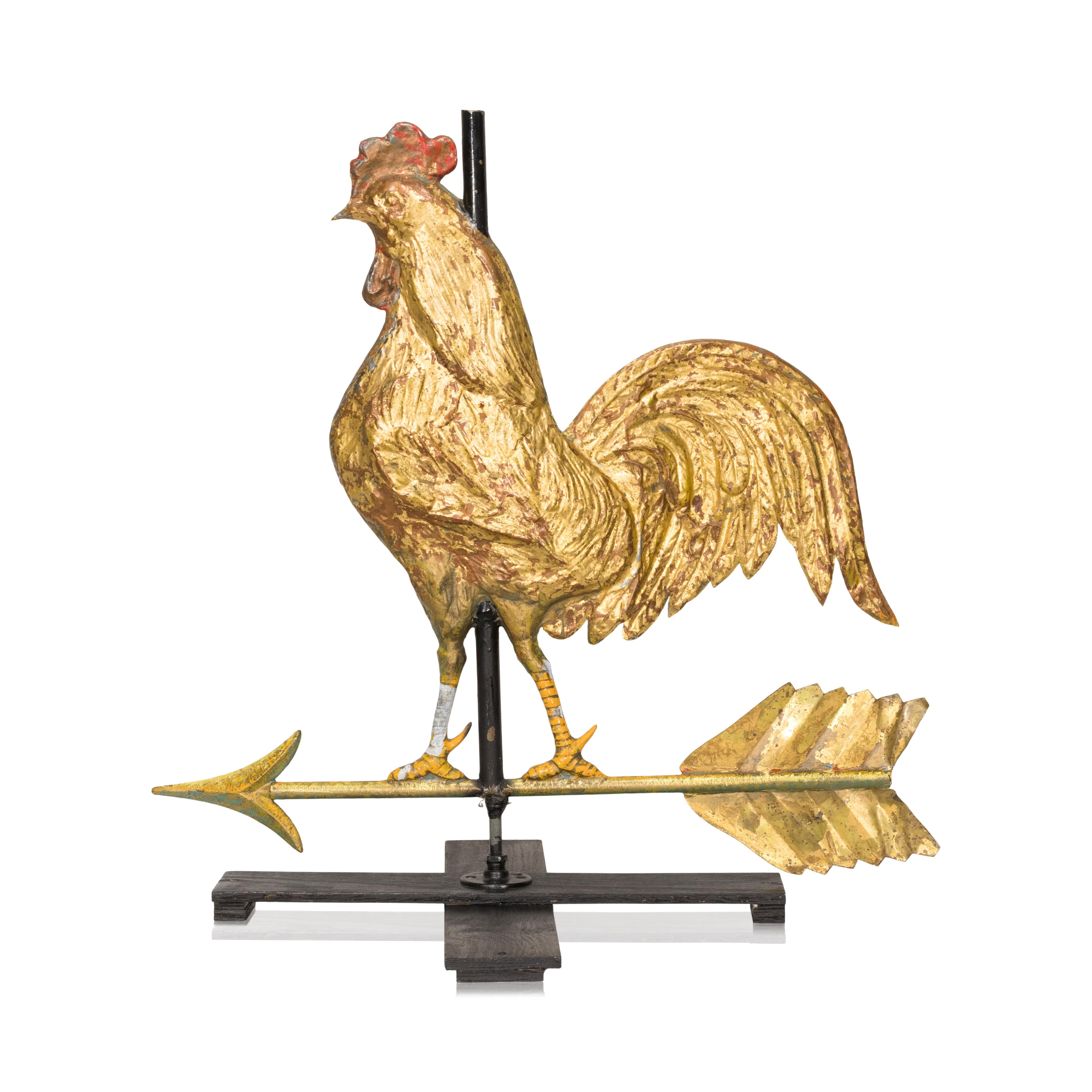 Late 19th Century 19th Century 3 Dimensional Copper Rooster Weather Vane For Sale