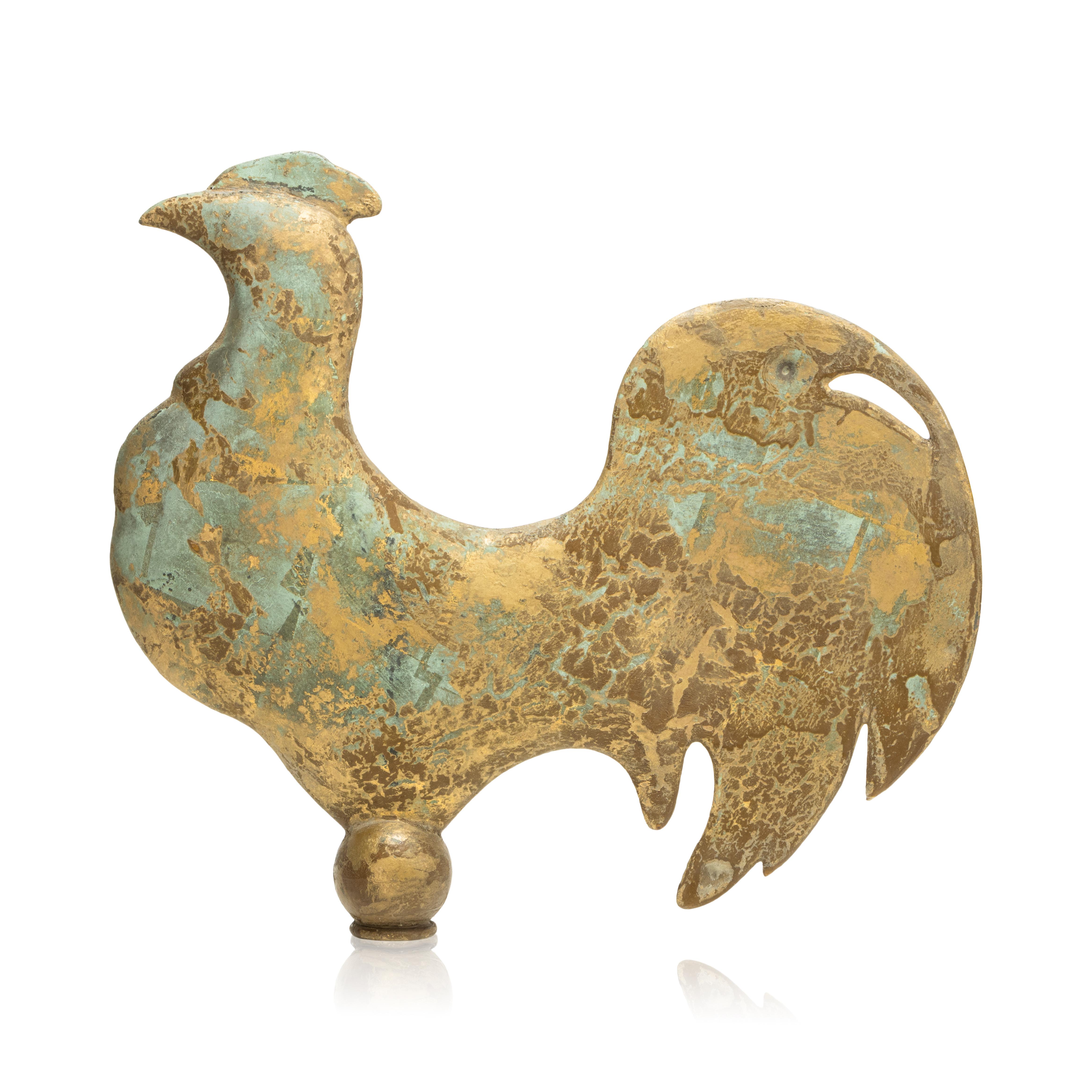 19th Century 3 Dimensional Copper Rooster Weather Vane For Sale 2
