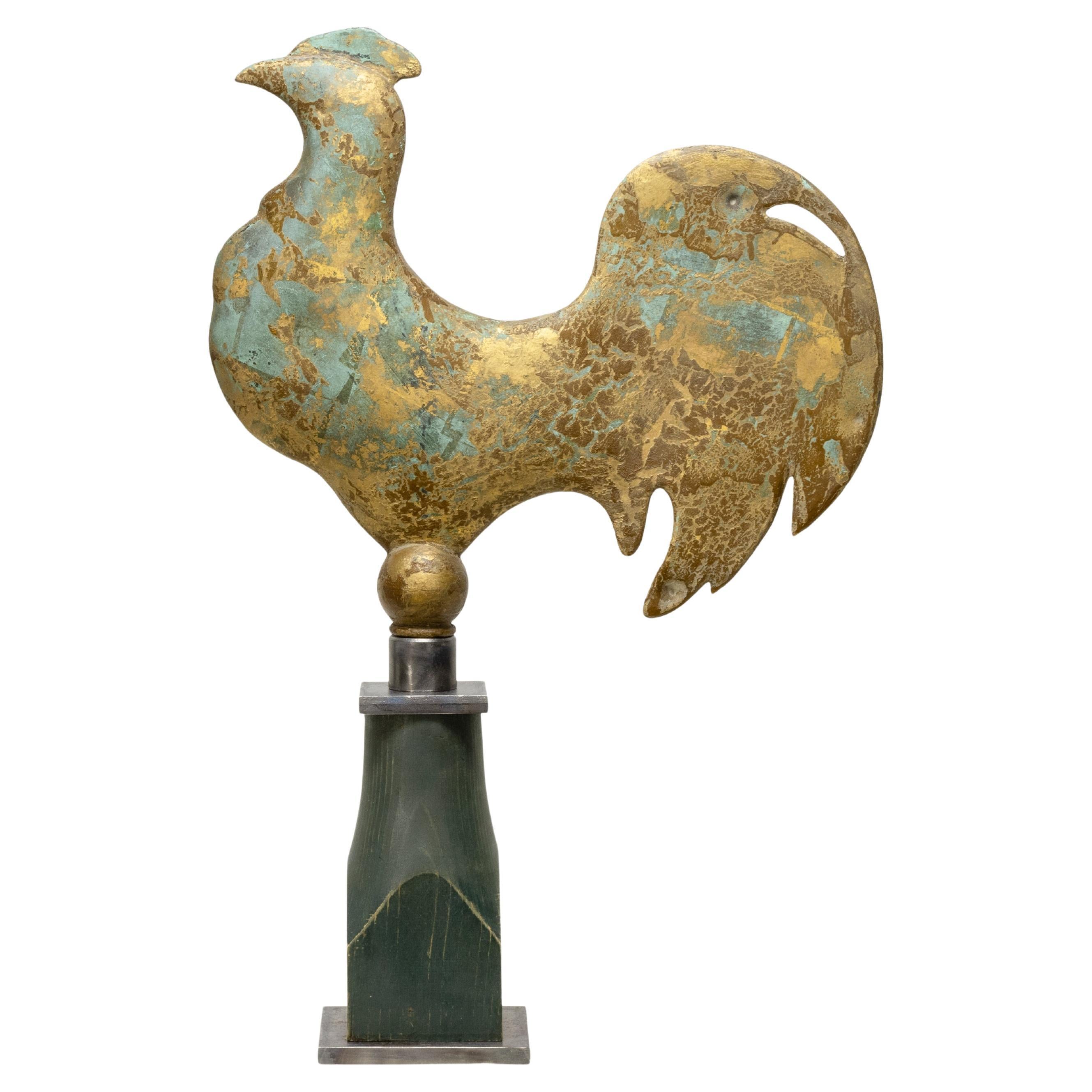 19th Century 3 Dimensional Copper Rooster Weather Vane For Sale