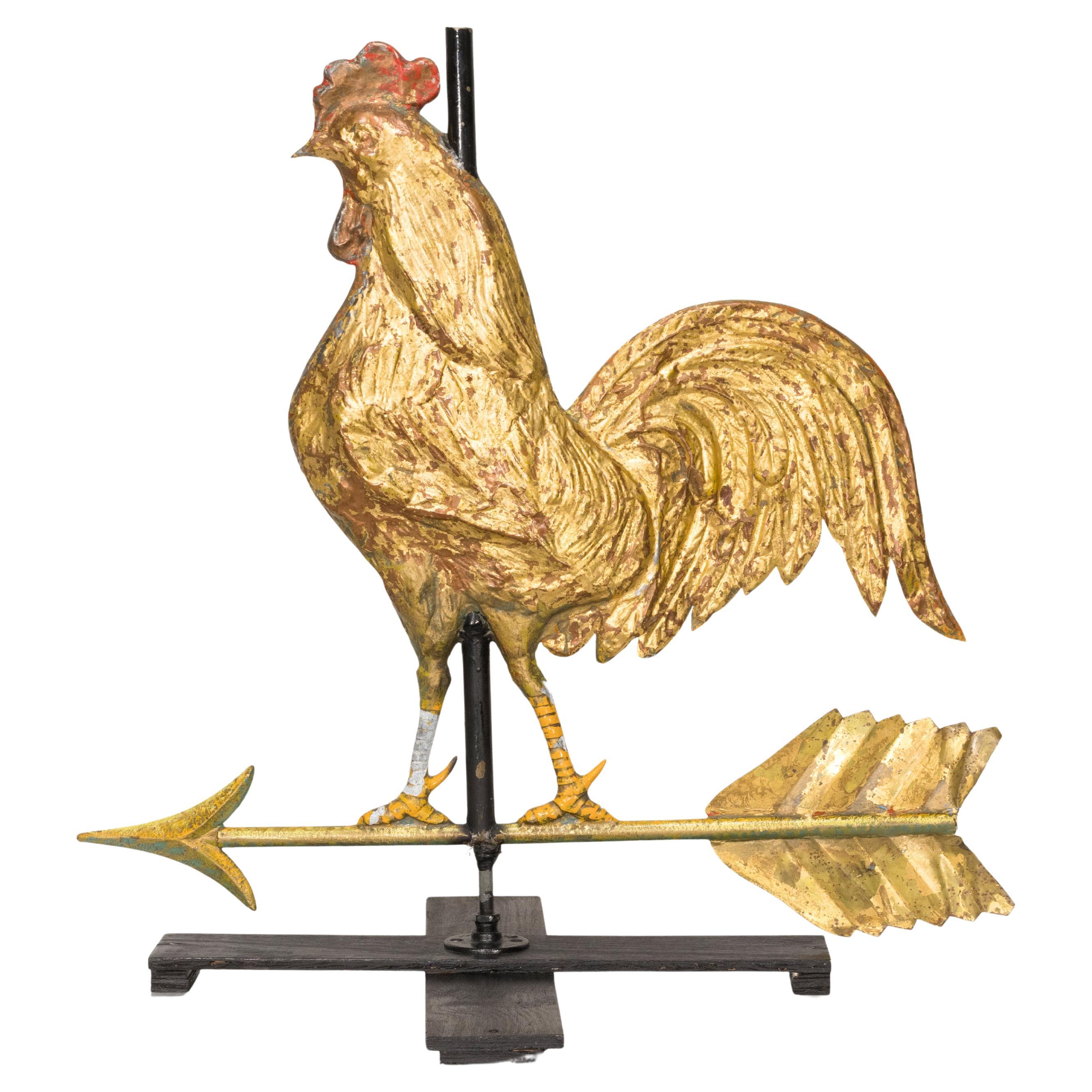 19th Century 3 Dimensional Copper Rooster Weather Vane For Sale