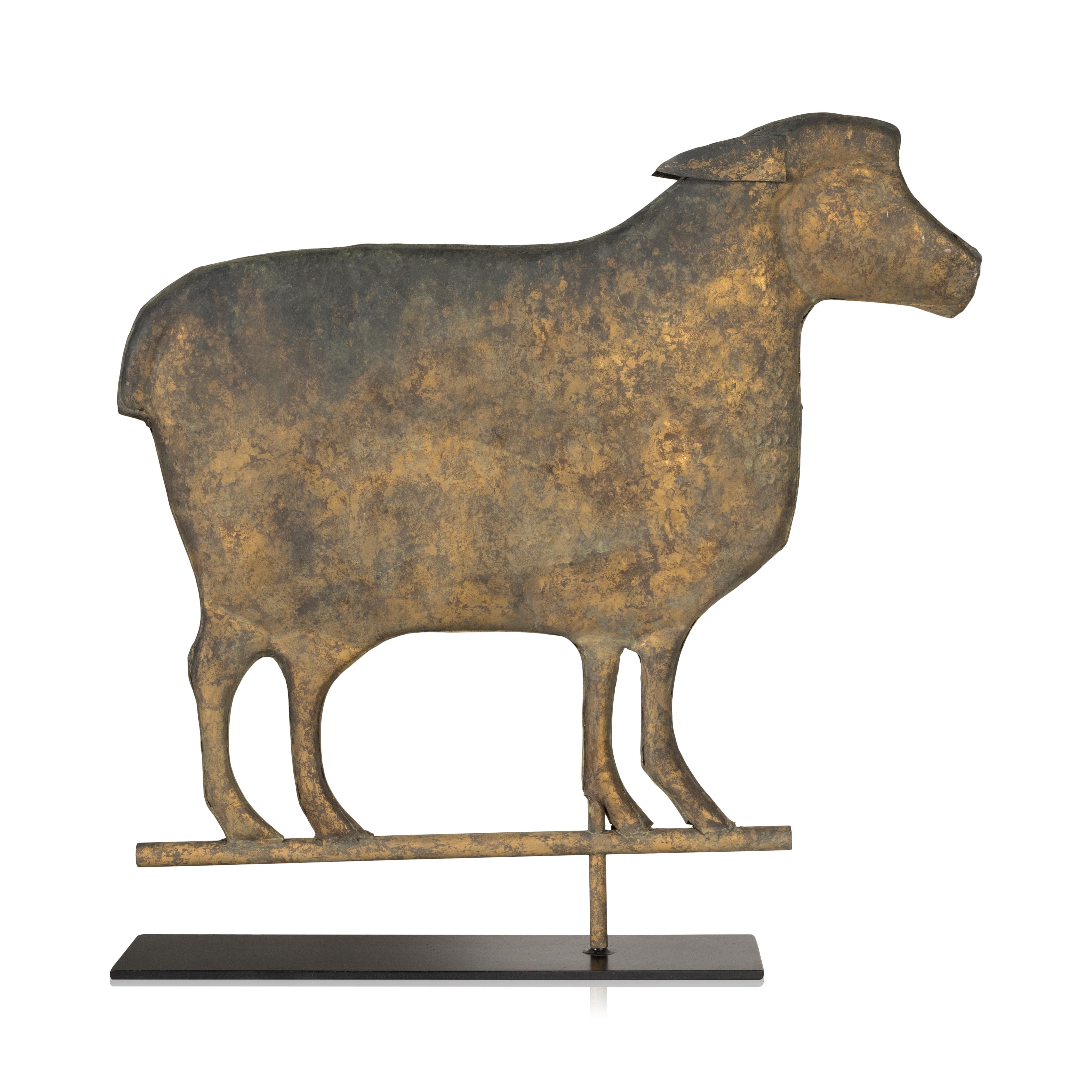 Hand-Crafted 19th Century 3 Dimensional Sheep Weather Vane For Sale
