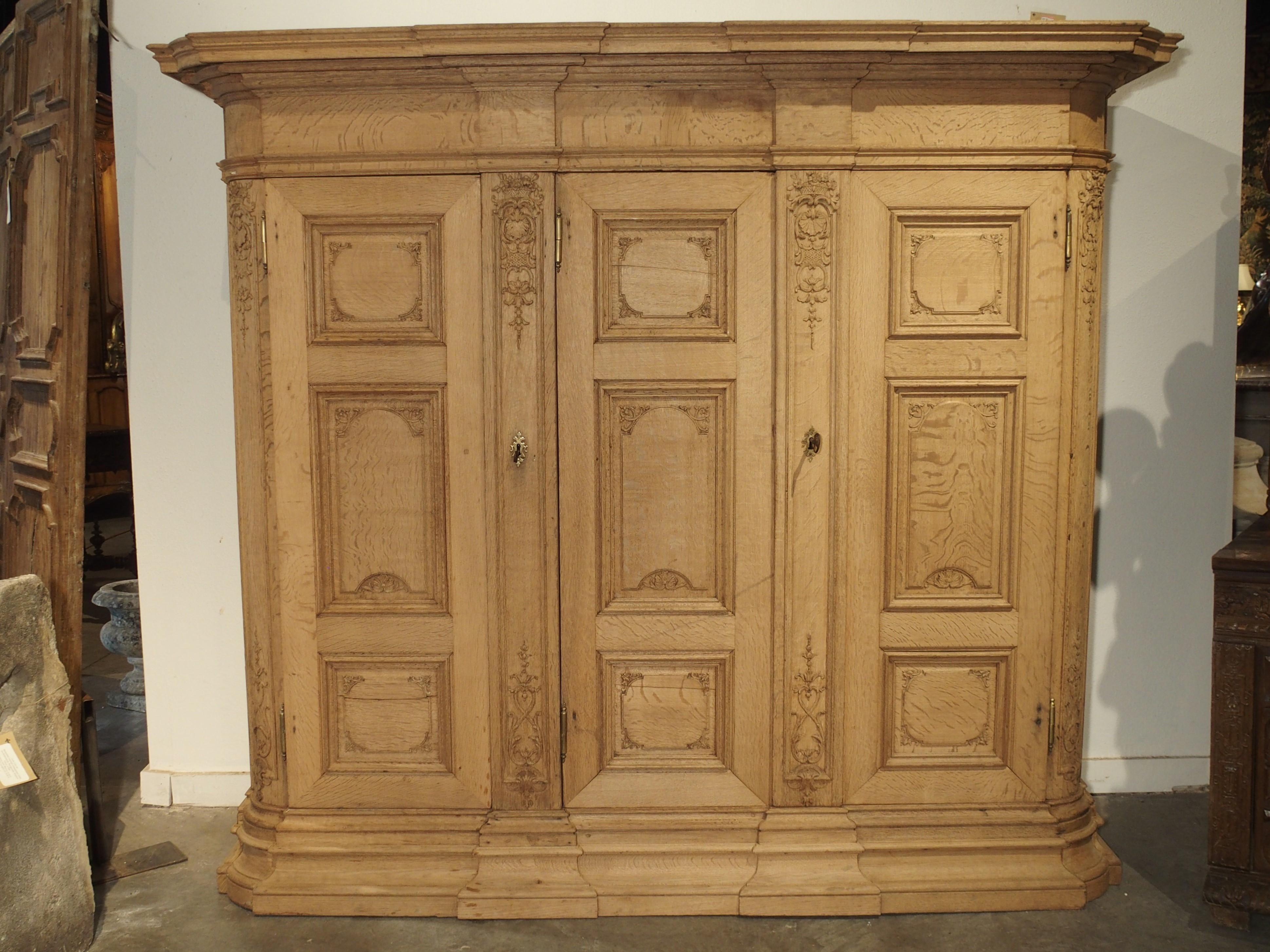 Louis XIV 19th Century 3-Door French Oak Sacristy Cabinet in the Regence Style