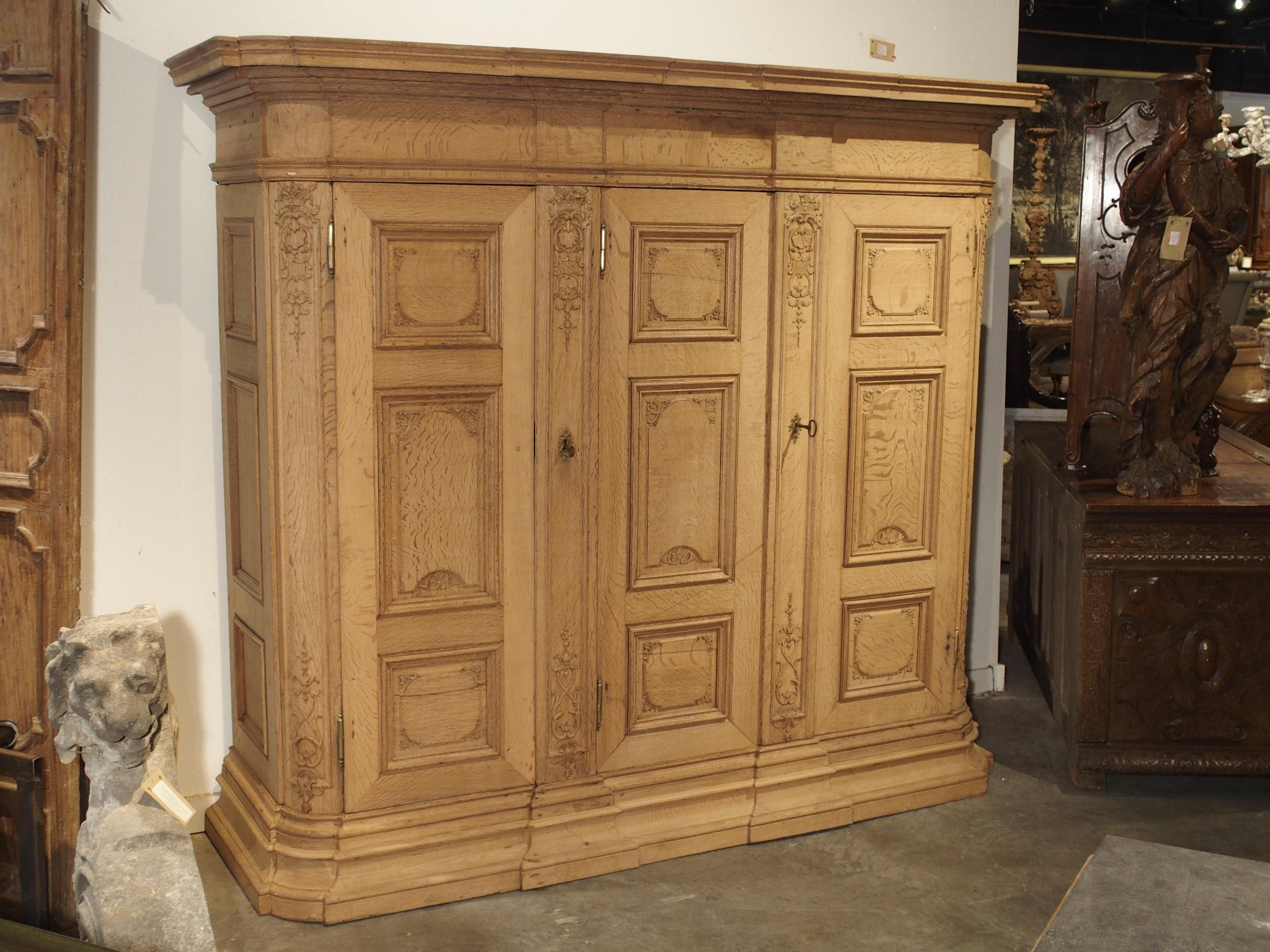 19th Century 3-Door French Oak Sacristy Cabinet in the Regence Style 1