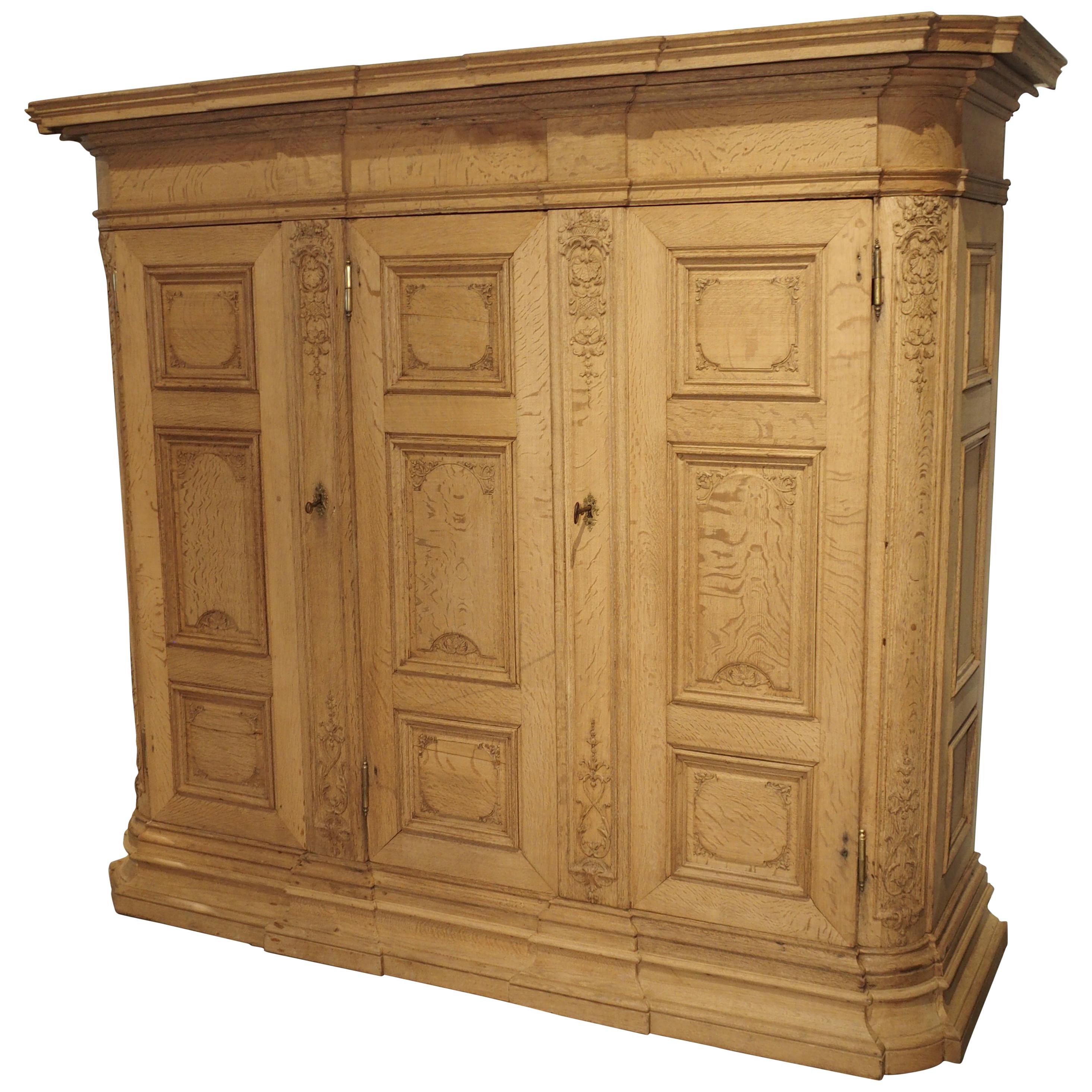 19th Century 3-Door French Oak Sacristy Cabinet in the Regence Style
