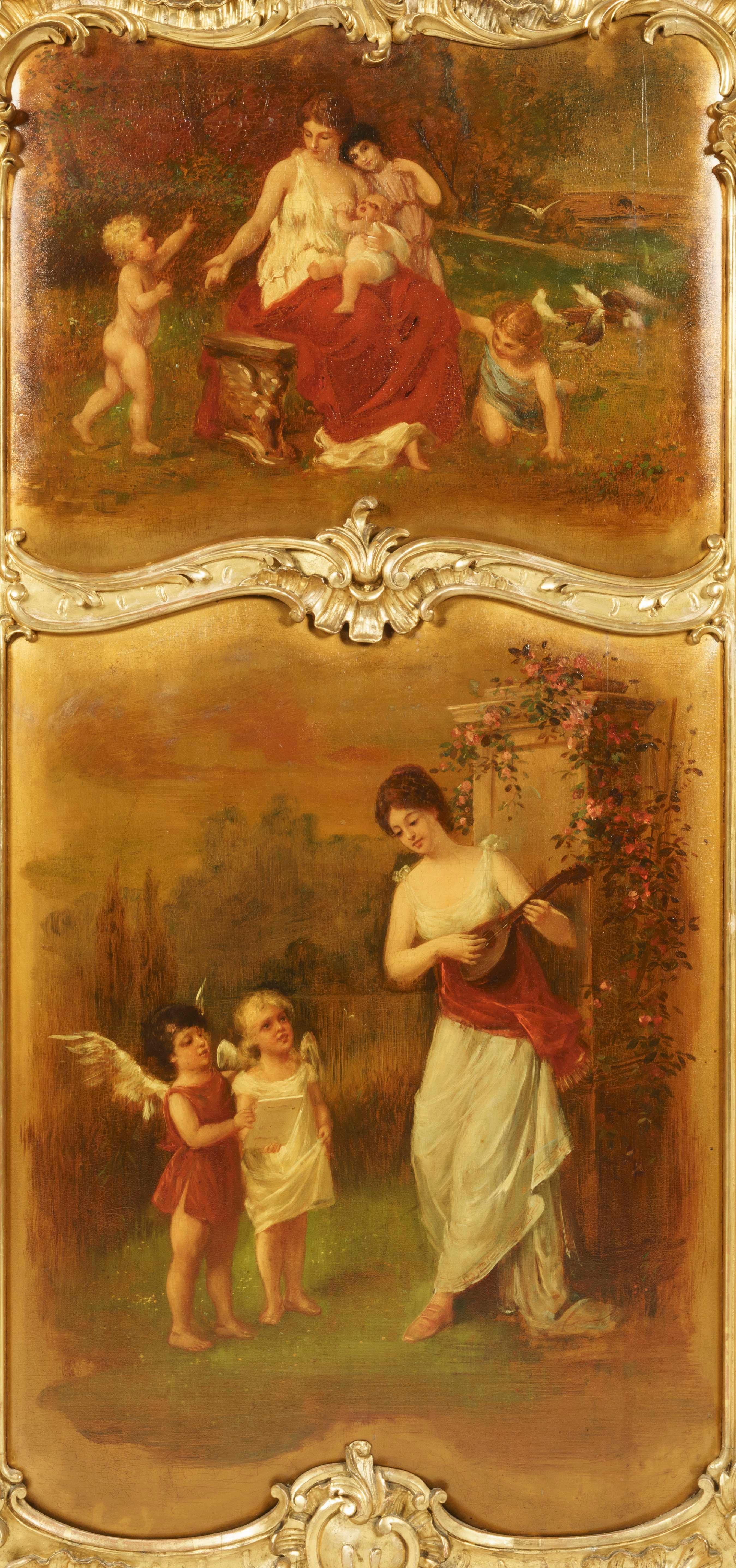 Paravent à 3 volets du XIXe siècle avec panneaux Vernis Martin de style Louis XV Bon état - En vente à London, GB