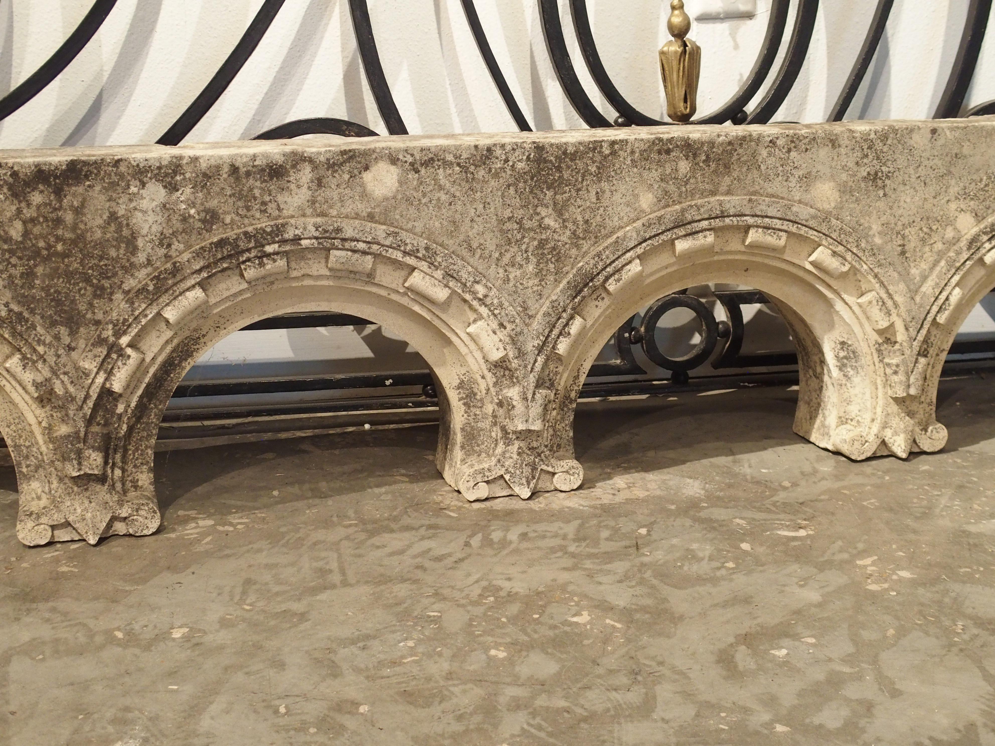 19th Century 3-Piece Carved Stone Arcade from Burgundy, France For Sale 1