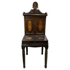 19th Century 3-Piece Diminutive Lacquer Secretary Desk with Nice Chinoiserie