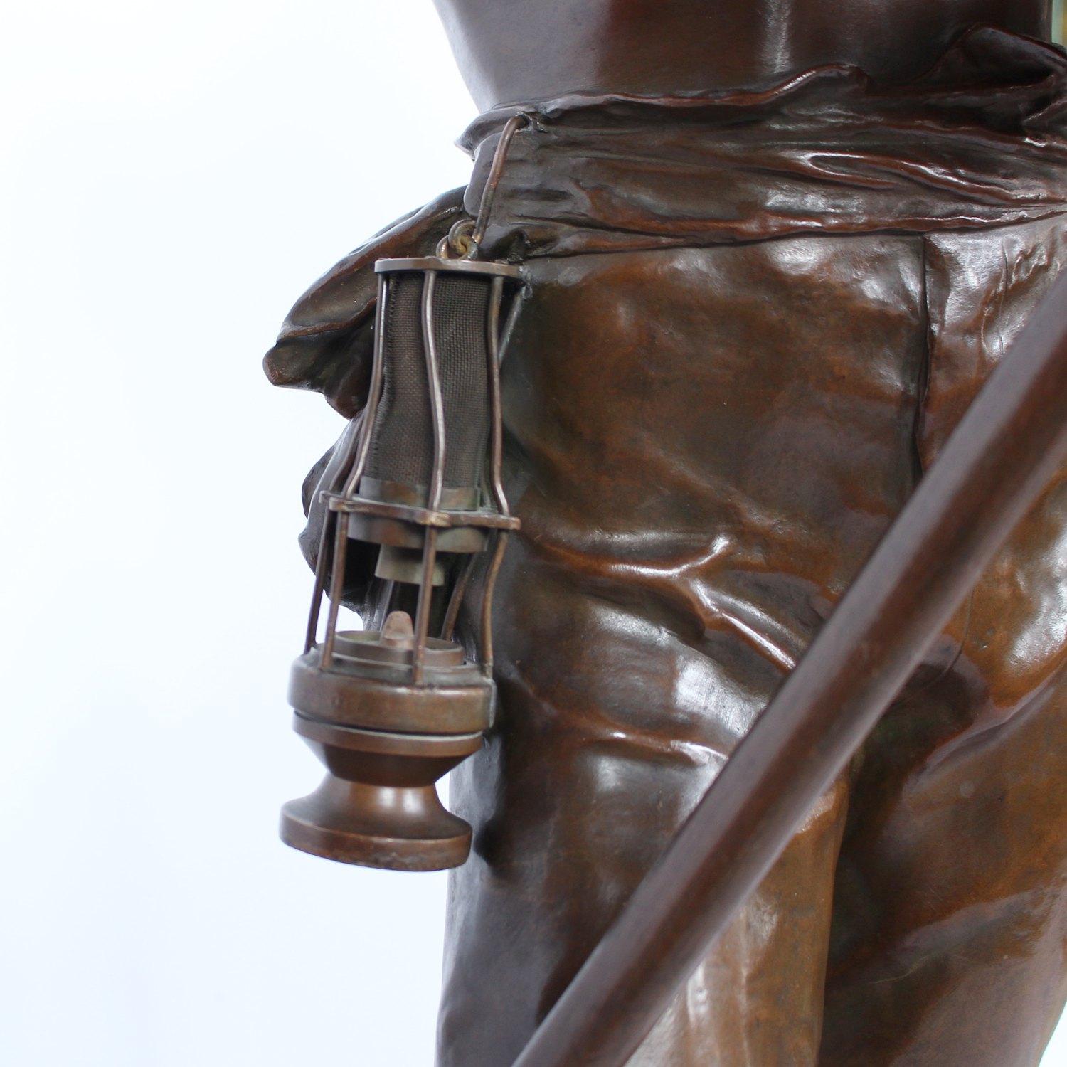 19th Century Bronze Sculpture of a Bare Chested Miner, French, circa 1890 3
