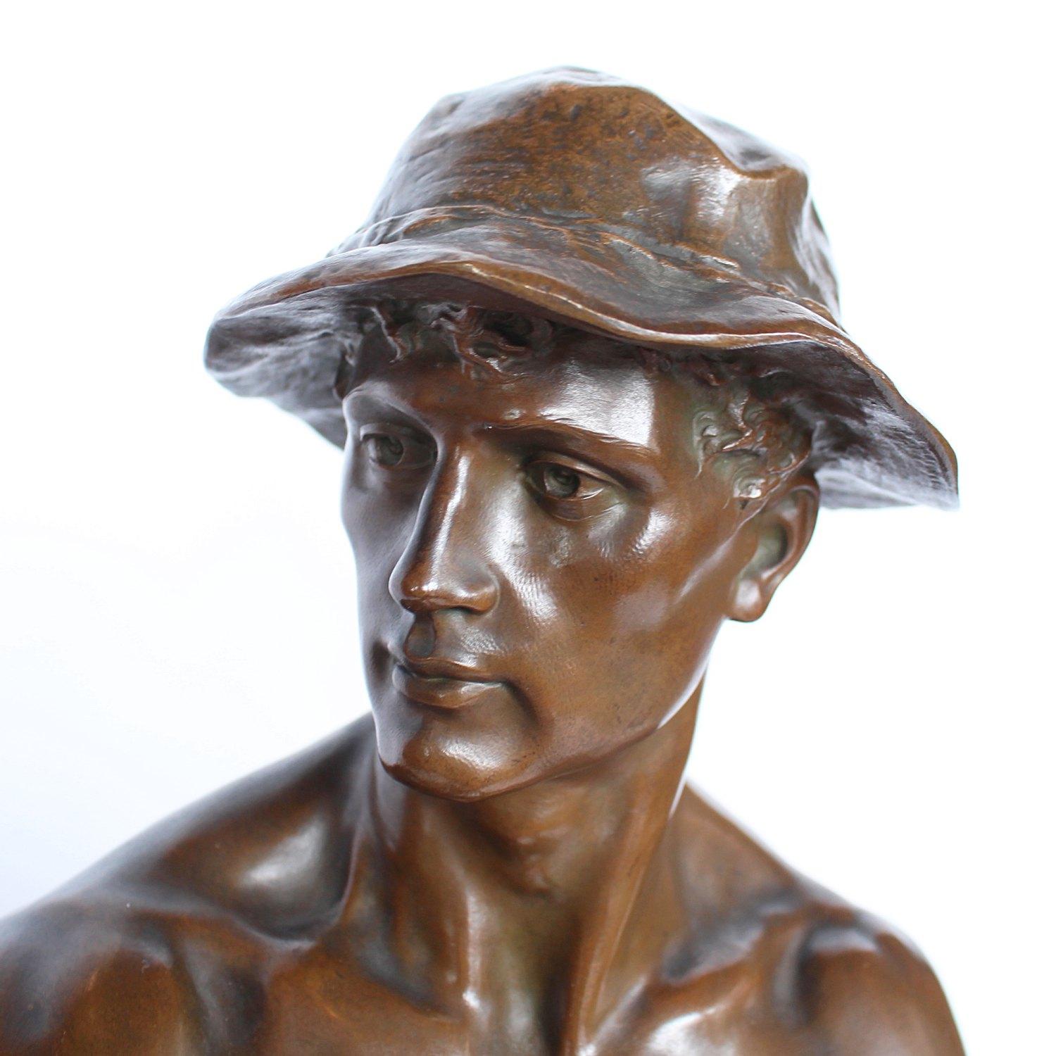 19th Century Bronze Sculpture of a Bare Chested Miner, French, circa 1890 In Good Condition In Forest Row, East Sussex
