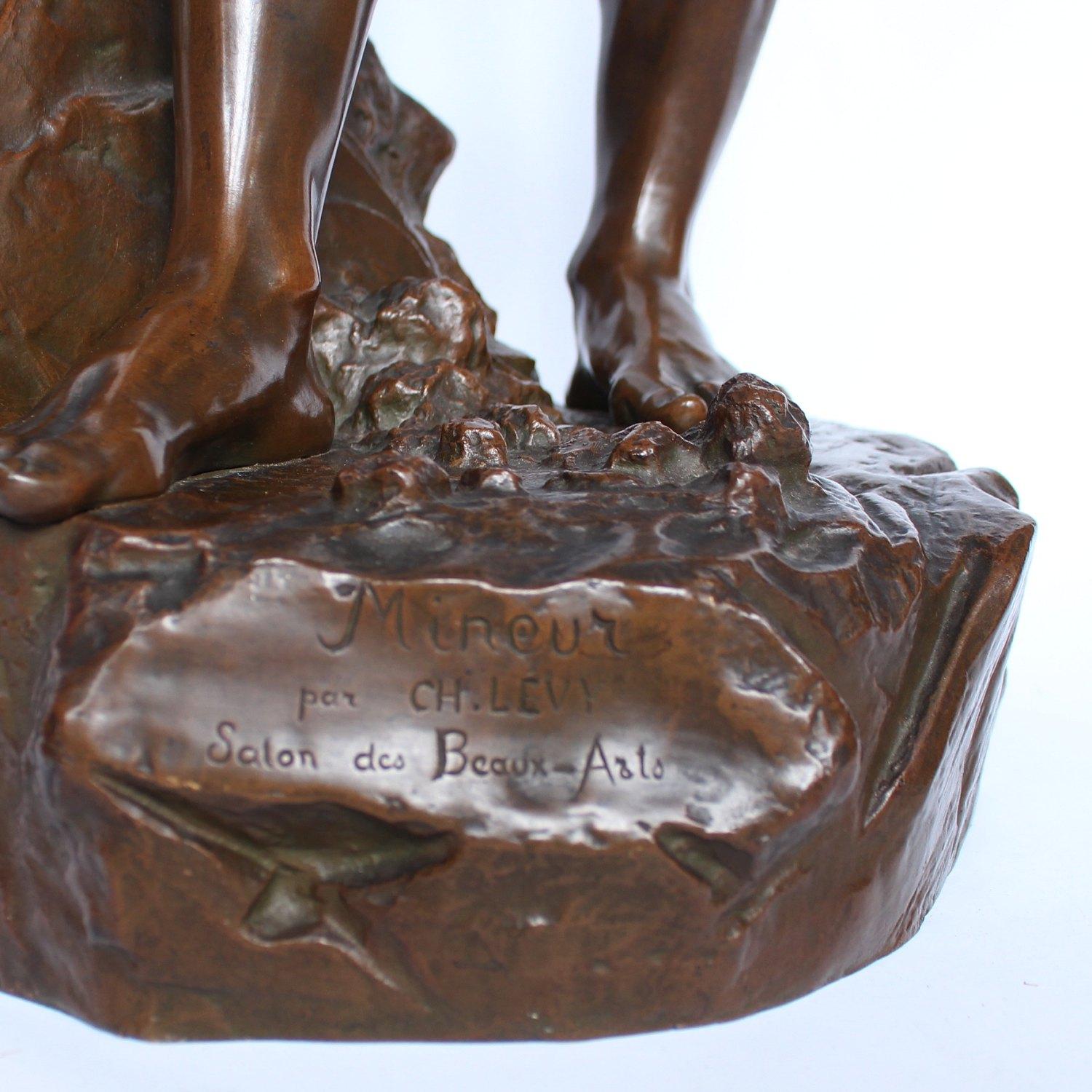 19th Century Bronze Sculpture of a Bare Chested Miner, French, circa 1890 1