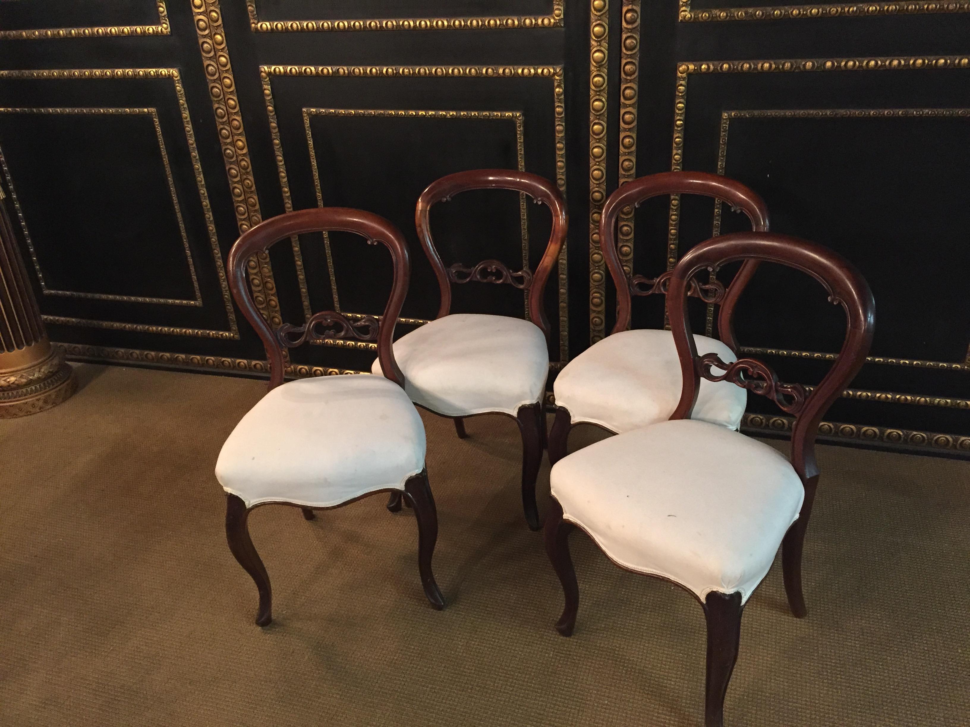 German 19th Century 4 Biedermeier Medallion Chairs, circa 1830