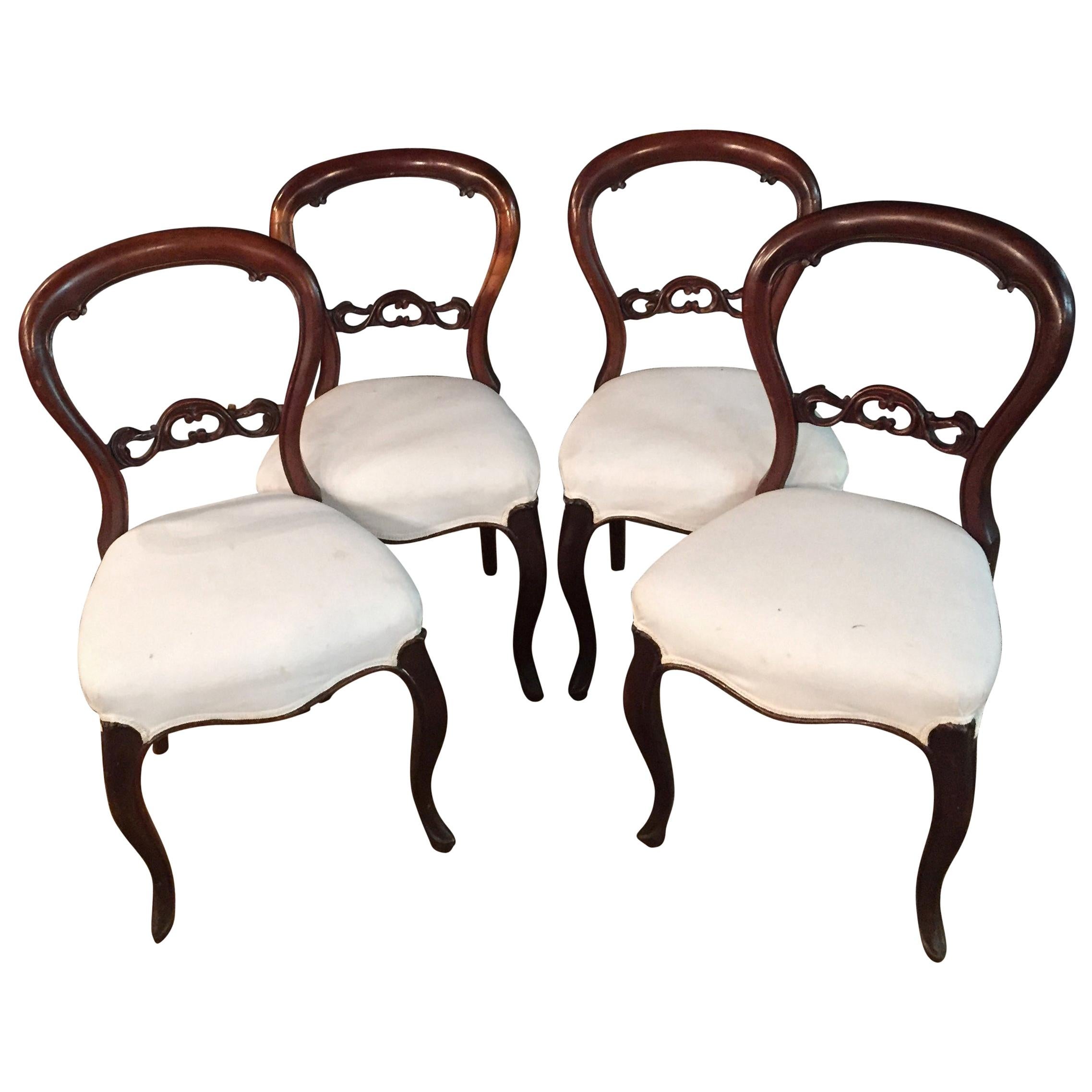 19th Century 4 Biedermeier Medallion Chairs, circa 1830