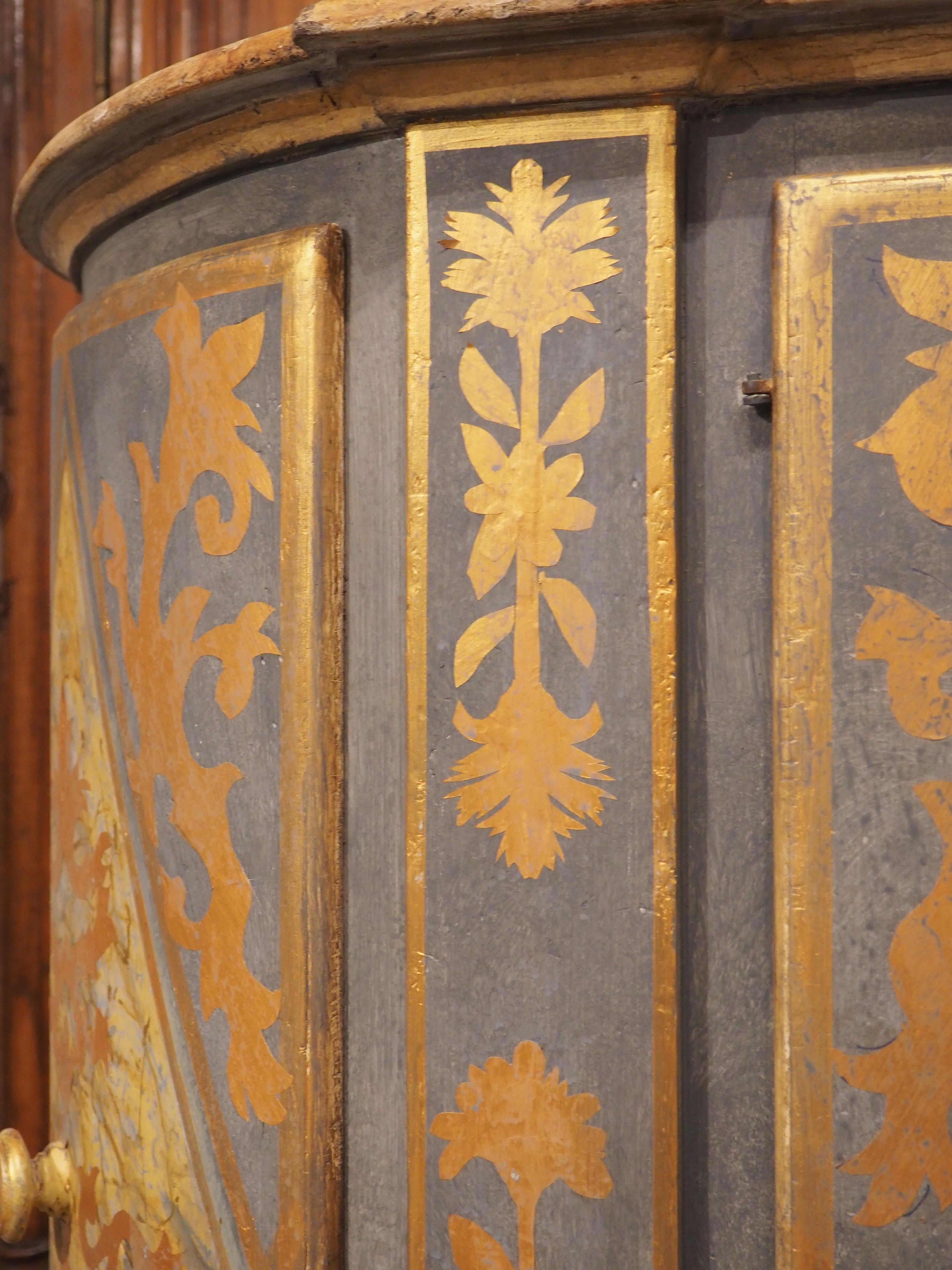 19th Century 4-Door Powder Blue and Gold Painted Credenza from Italy For Sale 5