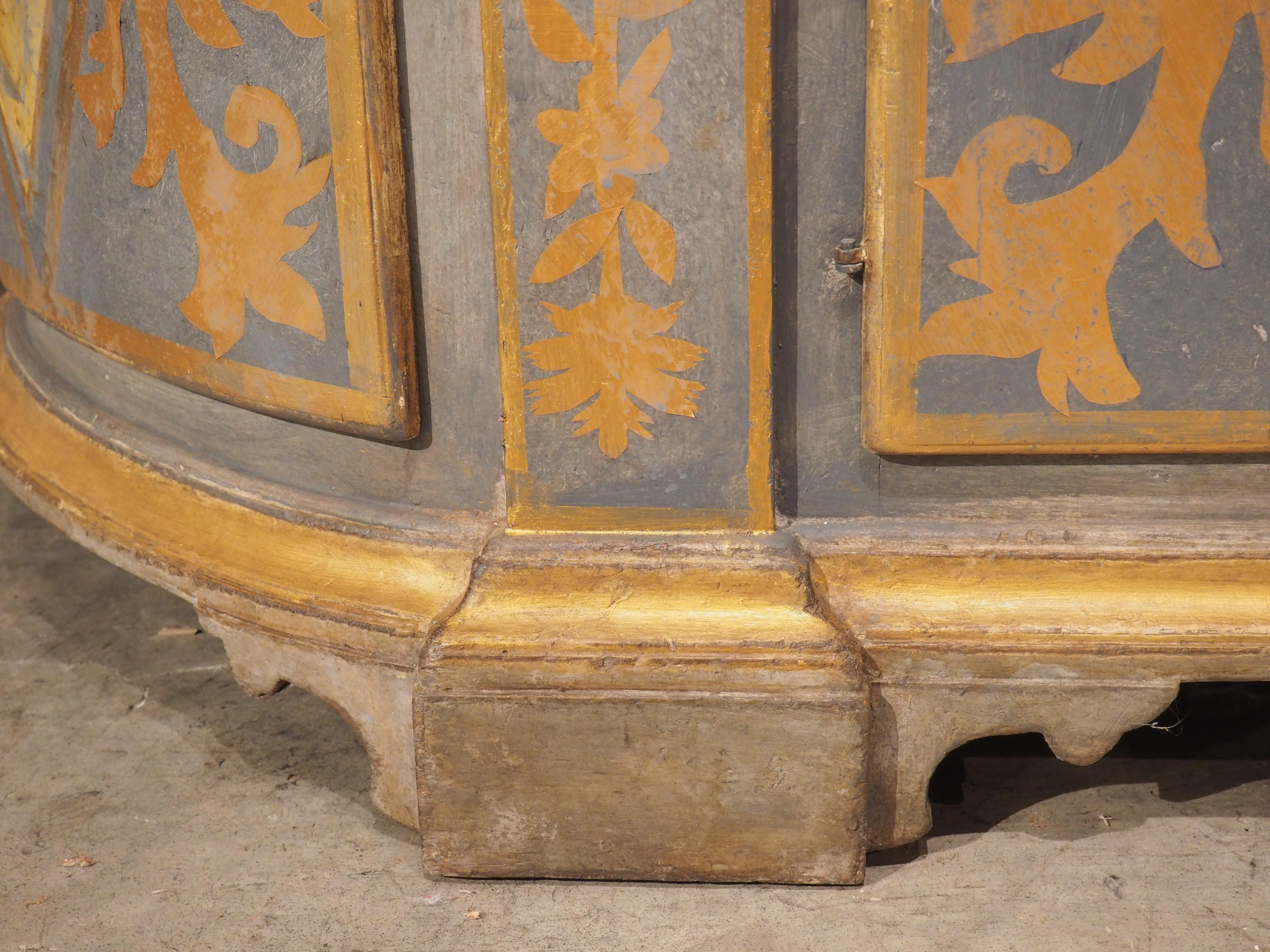 19th Century 4-Door Powder Blue and Gold Painted Credenza from Italy For Sale 2