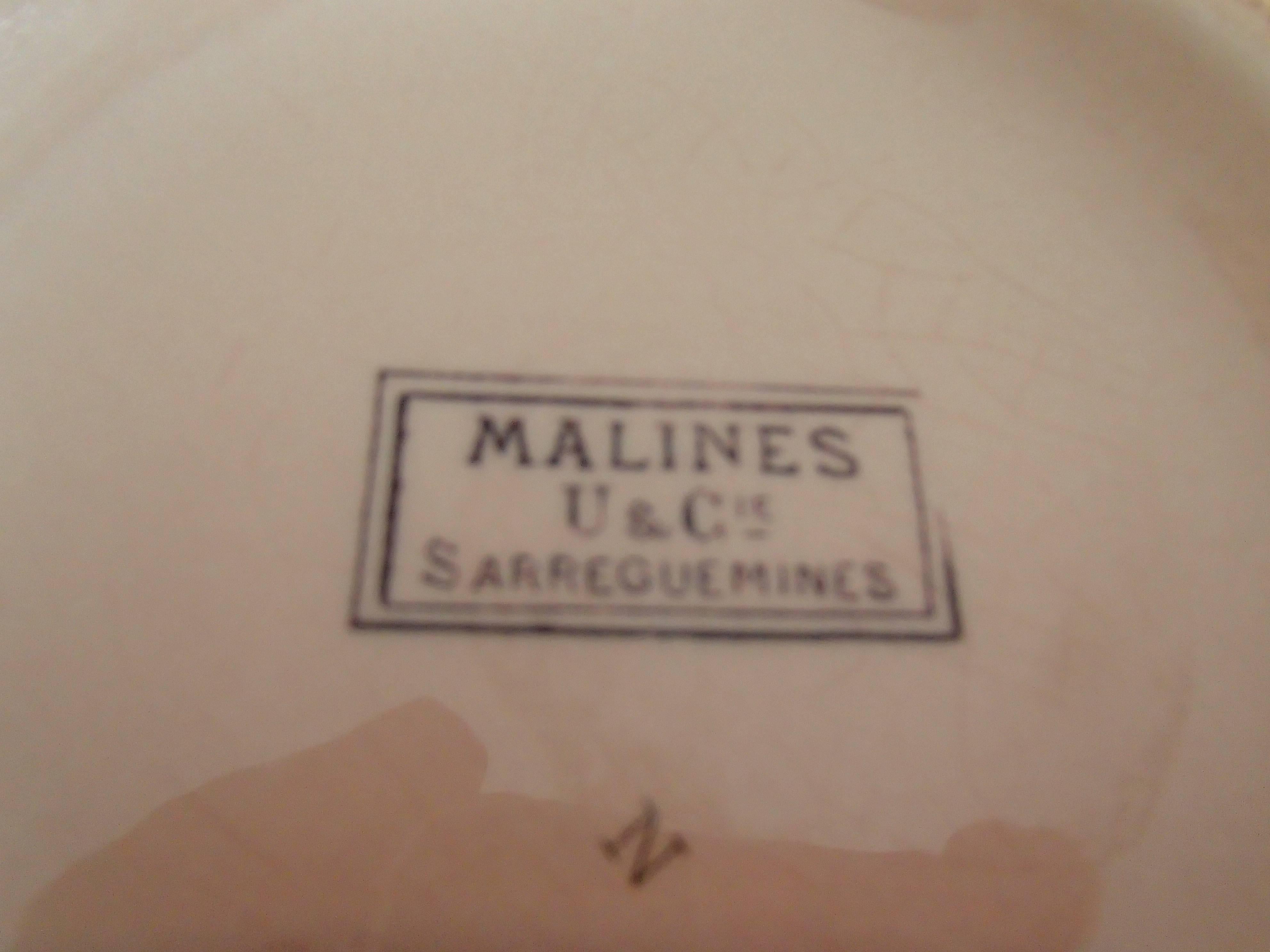 Keramik-Kammer-Set in Blassrosa und Violett, „Malines“, Sarrguemine, 4 Teile im Angebot 3