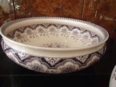 Keramik-Kammer-Set in Blassrosa und Violett, „Malines“, Sarrguemine, 4 Teile