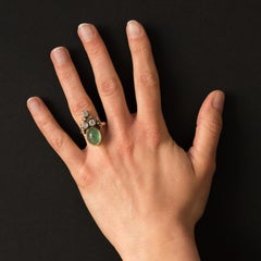 19th Century 4.50 Carat Cabochon Emerald Diamonds Duchess Ring