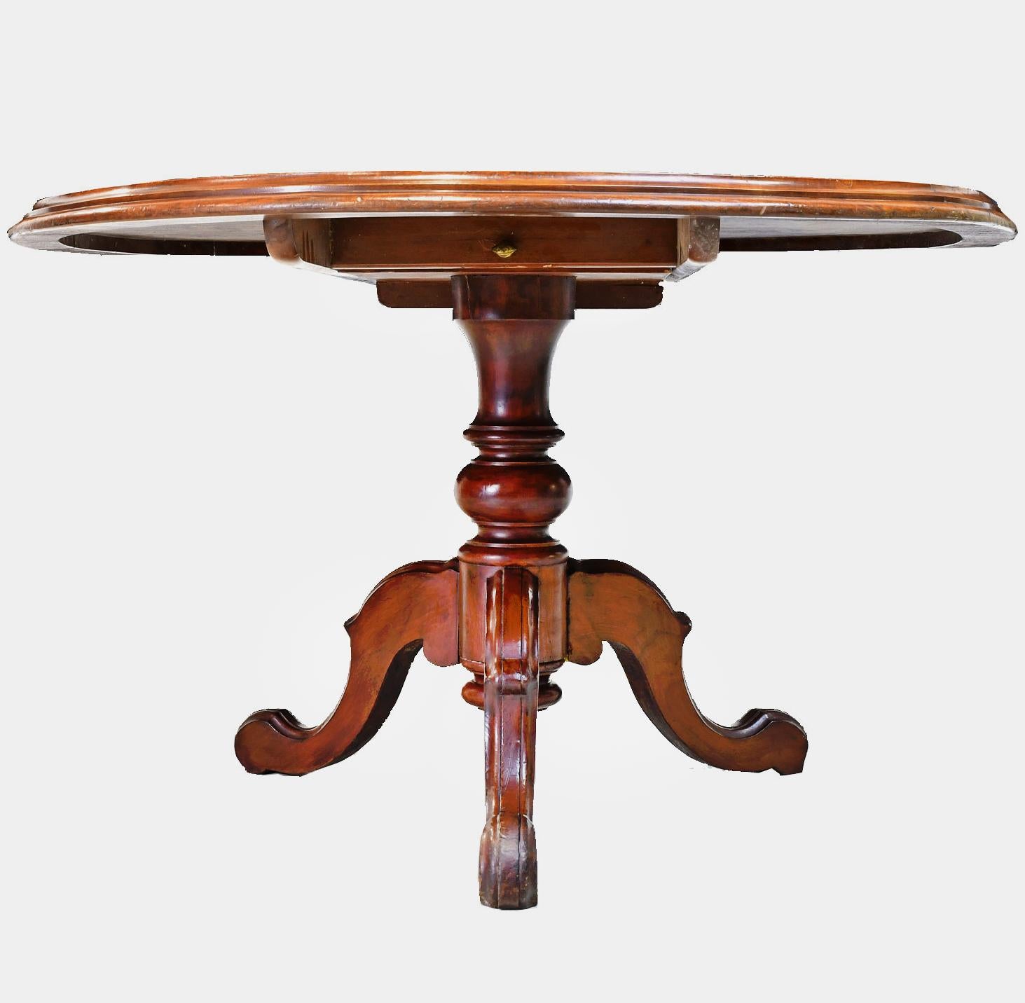 19th Century Round English Tilt-Top Pedestal Table in Walnut 6