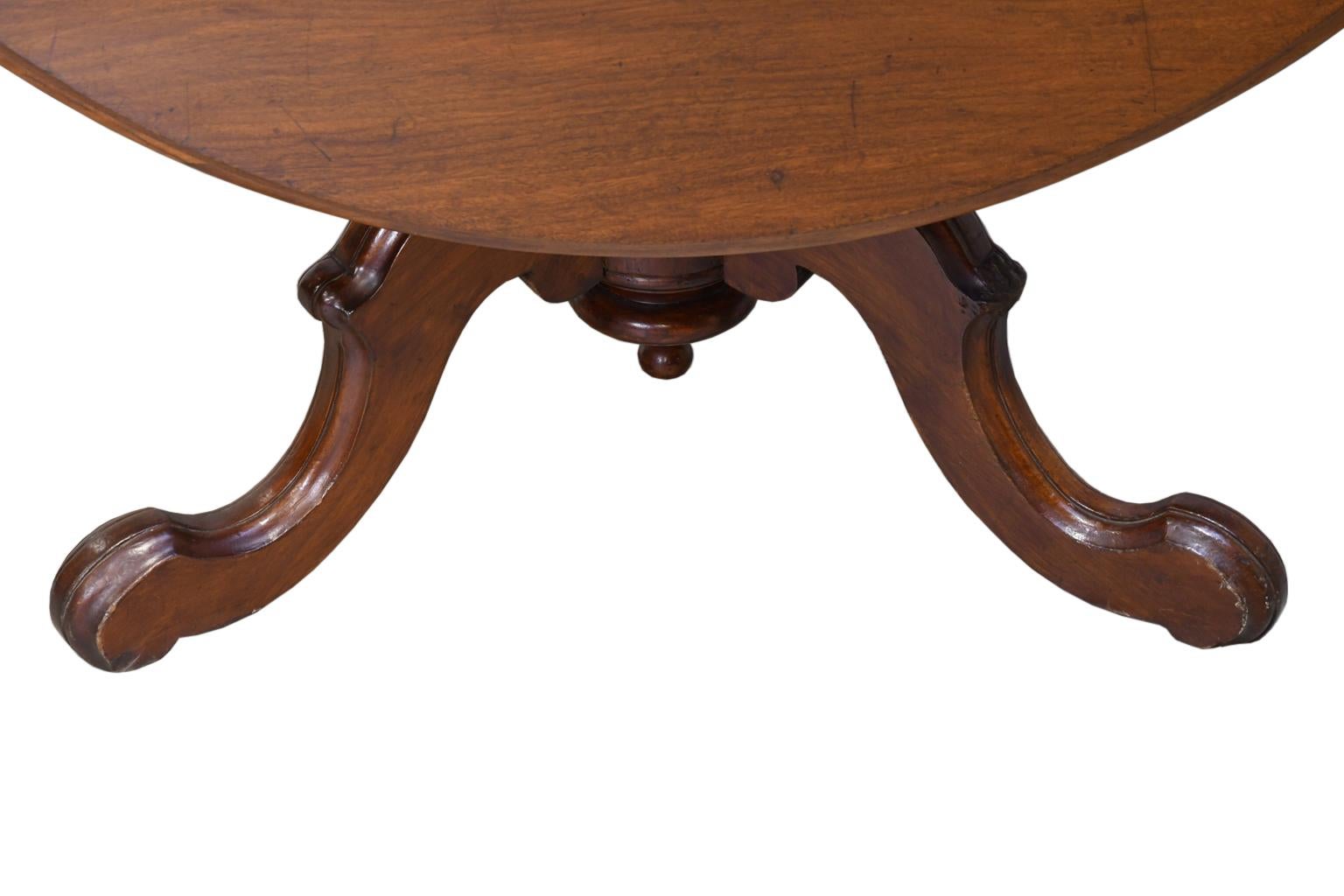 19th Century Round English Tilt-Top Pedestal Table in Walnut 8