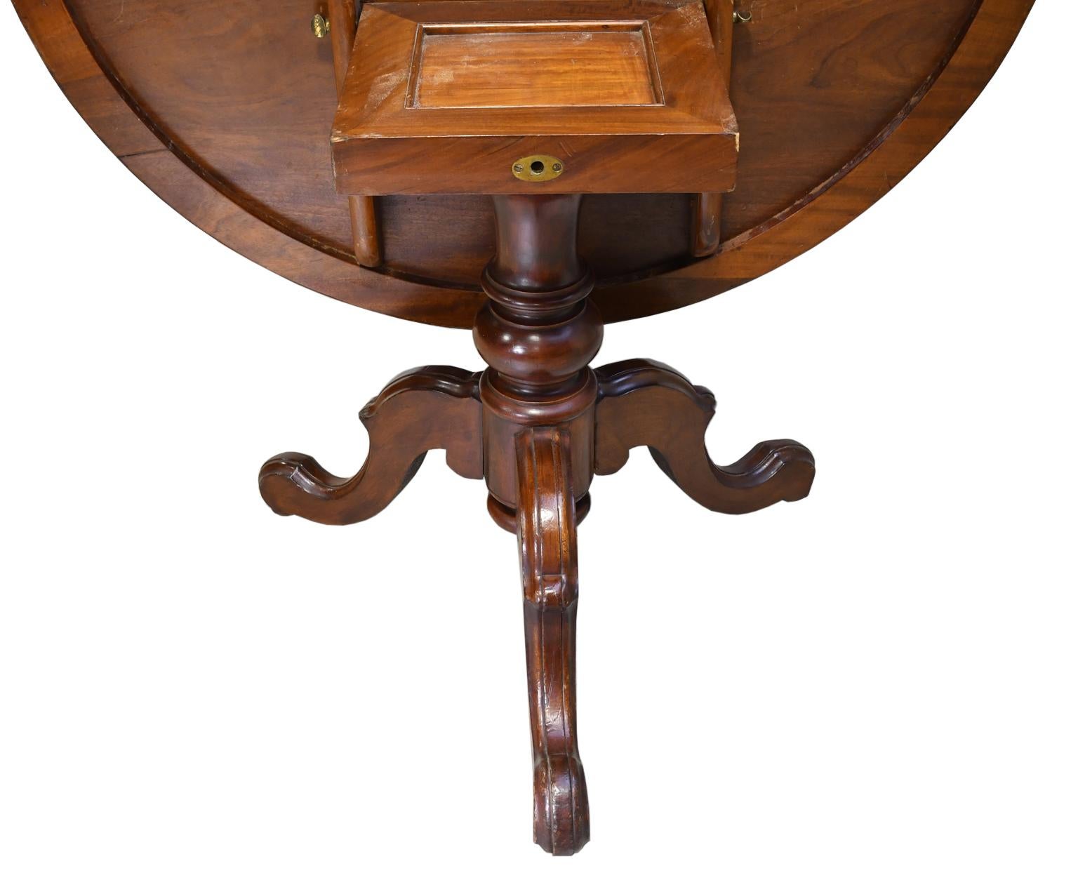 19th Century Round English Tilt-Top Pedestal Table in Walnut 4