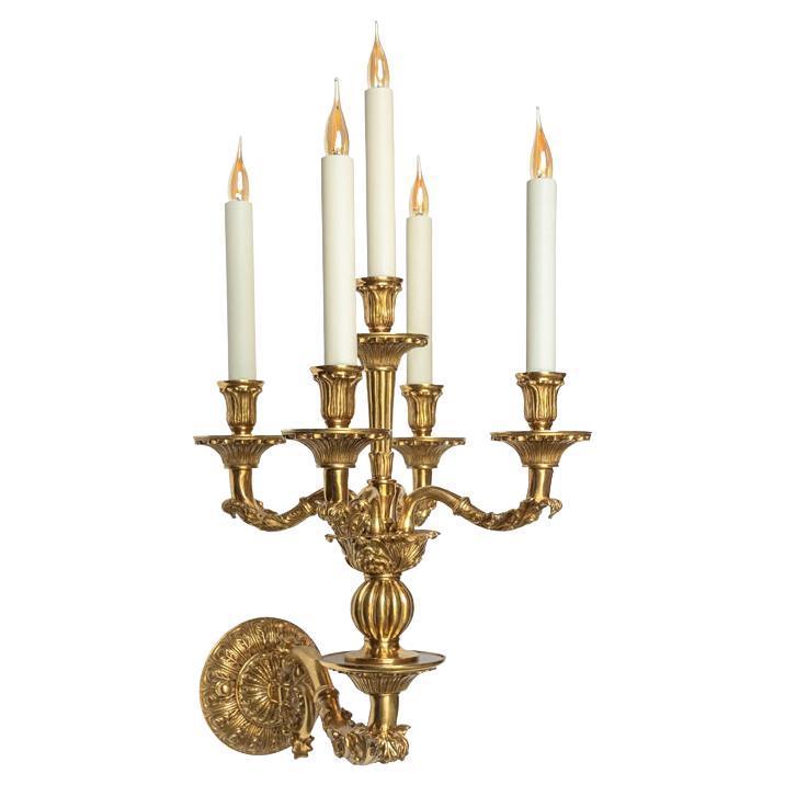 19th Century 5 lights Ermitage Wall Lamp in antique bronze finish