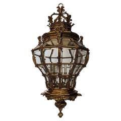 19th Century 6 lights Louis XIV Lantern in antique bronze finish