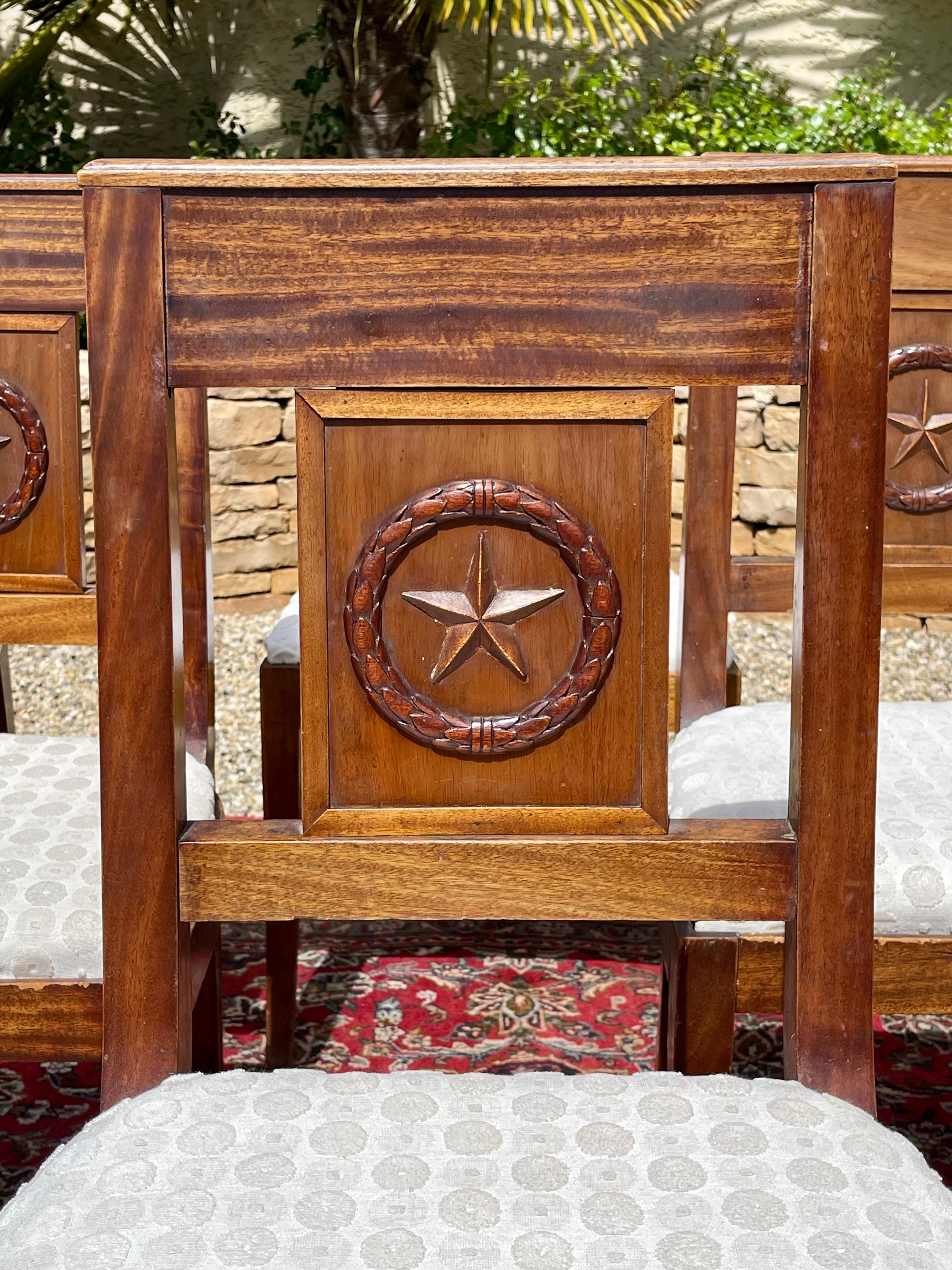 French 19th Century, 6 Mahogany Chairs, Directoire Style For Sale