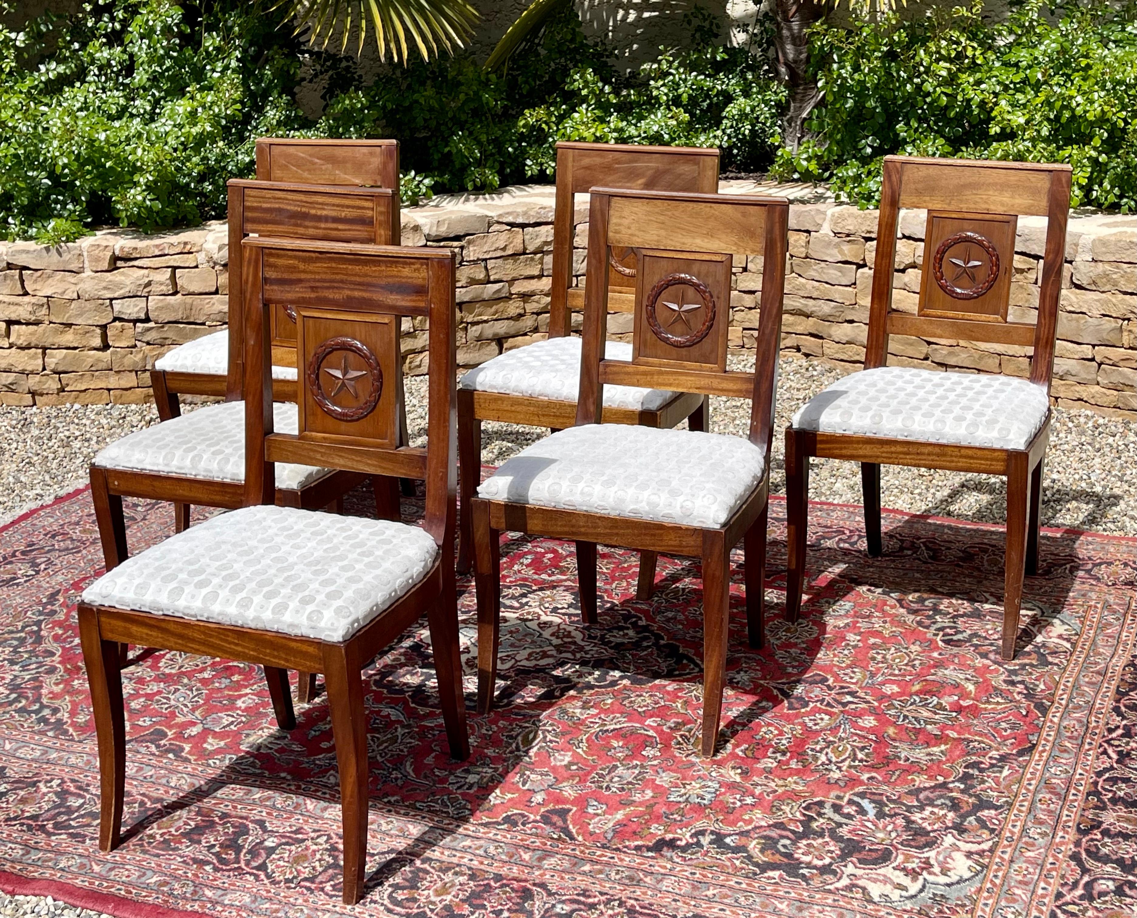19th Century, 6 Mahogany Chairs, Directoire Style For Sale 2