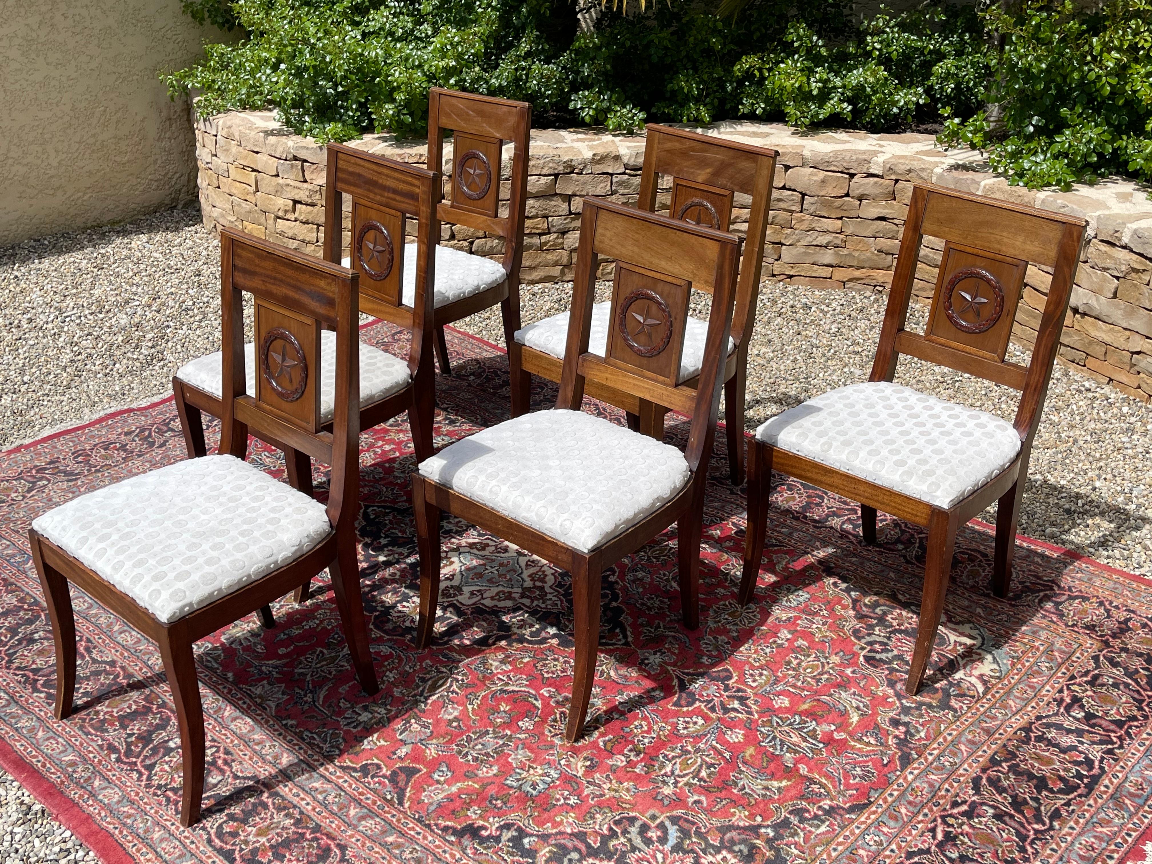 19th Century, 6 Mahogany Chairs, Directoire Style For Sale 4