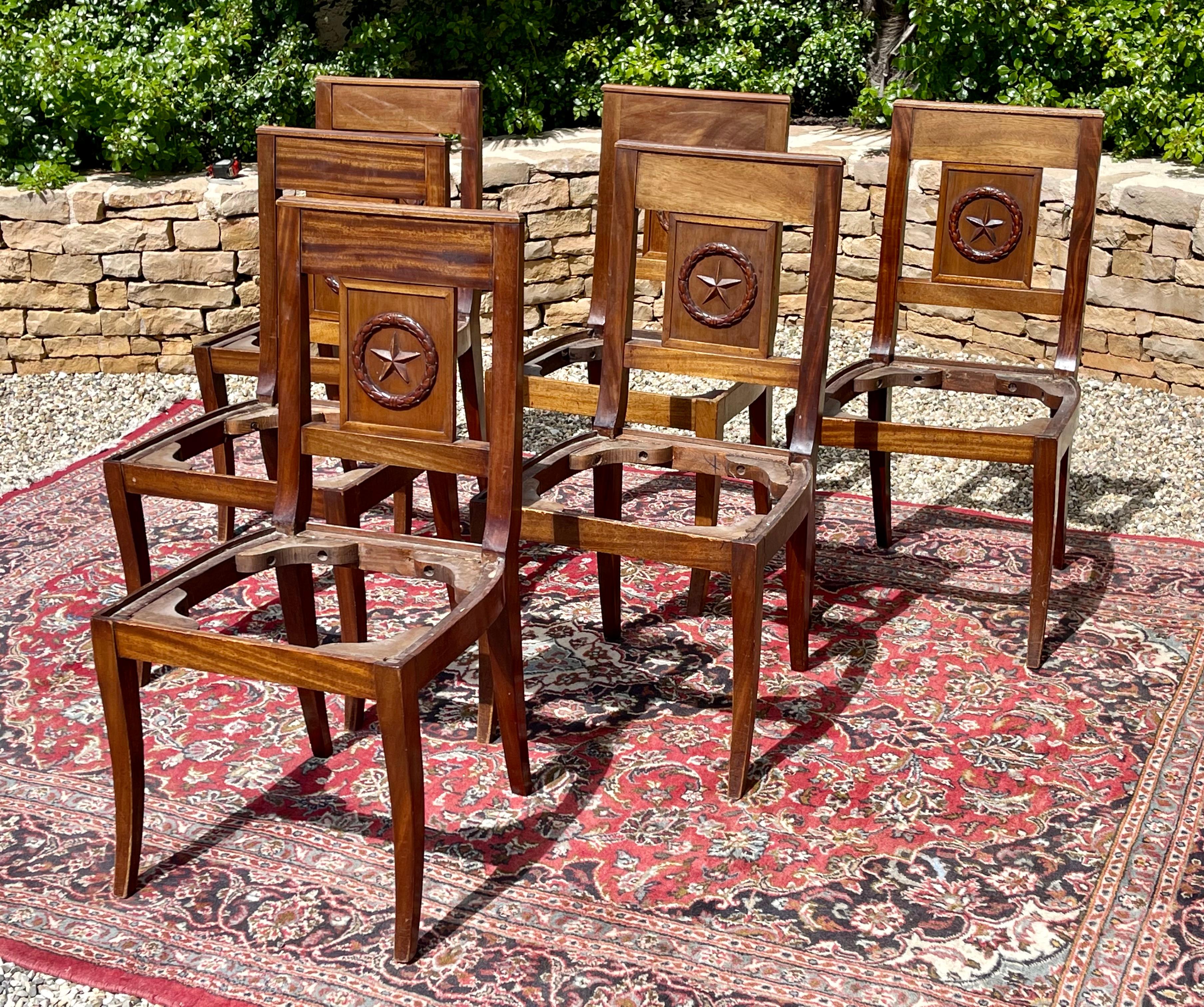 19th Century, 6 Mahogany Chairs, Directoire Style For Sale 5