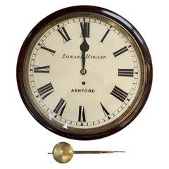 19th Century 7 Day English Dial Fusee Wall Clock by Haward of Ashford