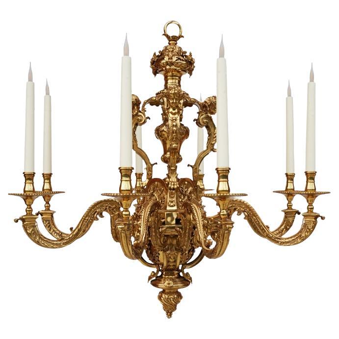 19th Century 8 arms Mazarin Chandelier in antique bronze For Sale