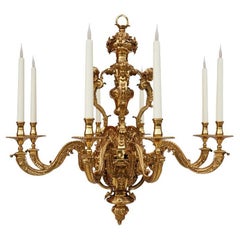 19th Century 8 arms Mazarin Chandelier in antique bronze