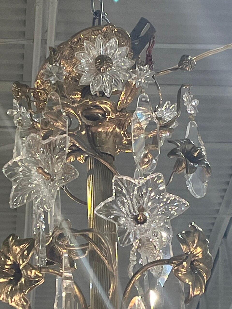 20th Century 19th Century 8 Bulb Floral Gilt Rococo Style Chandelier