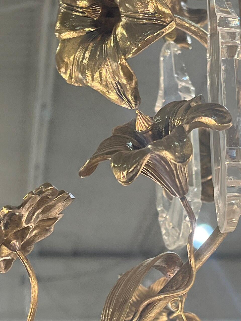 Metal 19th Century 8 Bulb Floral Gilt Rococo Style Chandelier