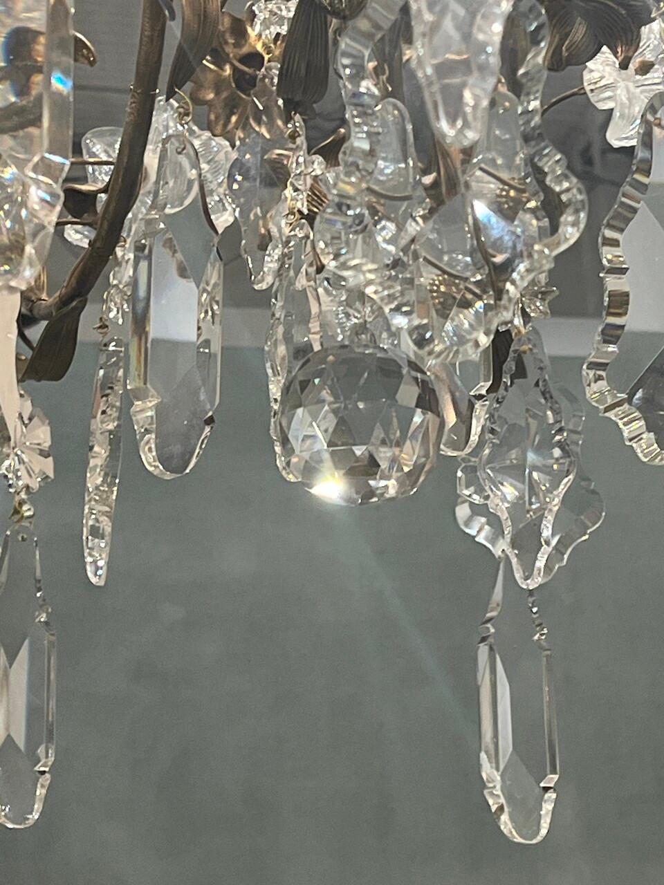 19th Century 8 Bulb Floral Gilt Rococo Style Chandelier 2