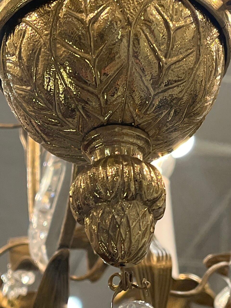 19th Century 8 Bulb Floral Gilt Rococo Style Chandelier 3