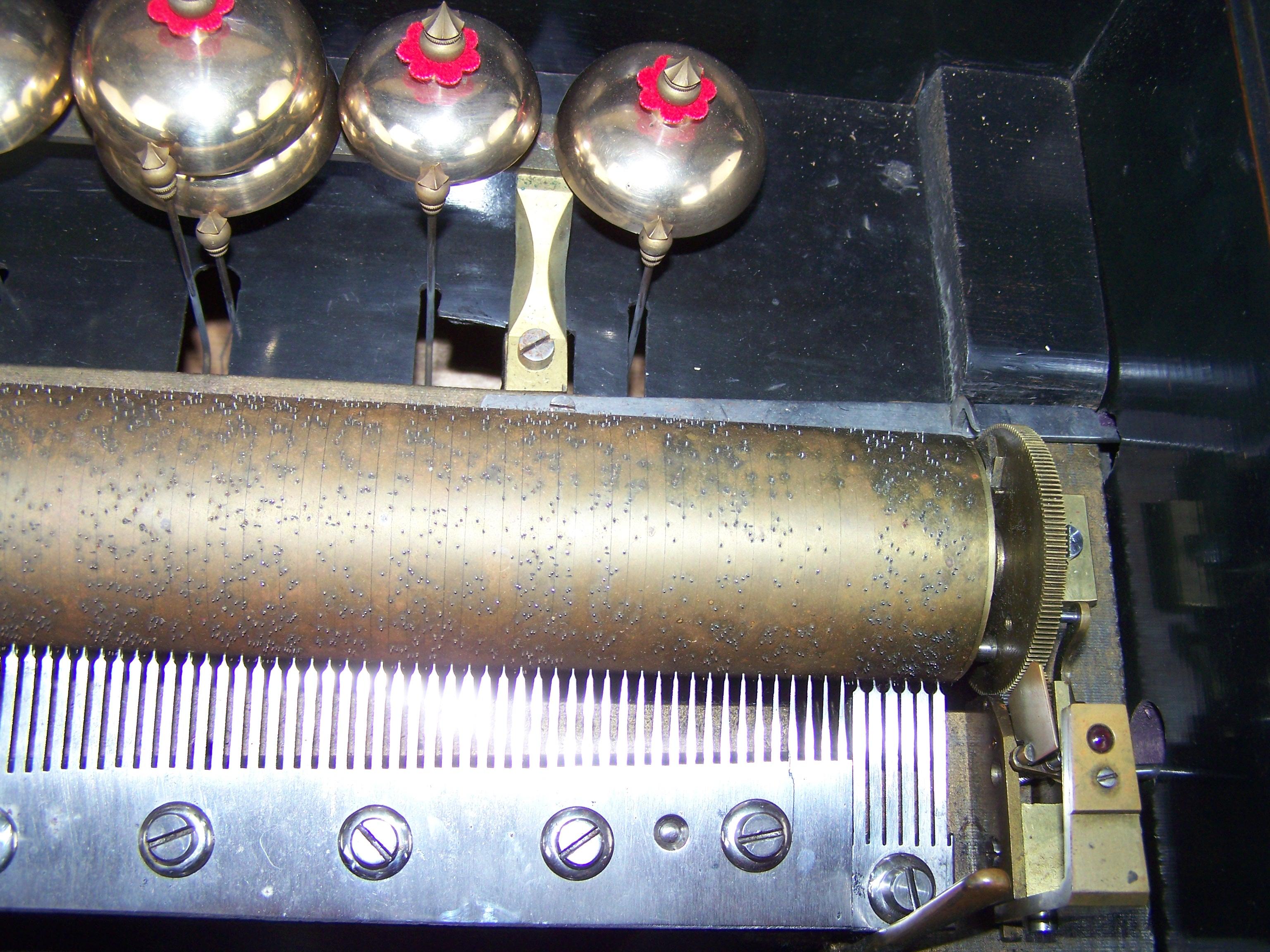 19th century 8 tune music box with 6 bells 1