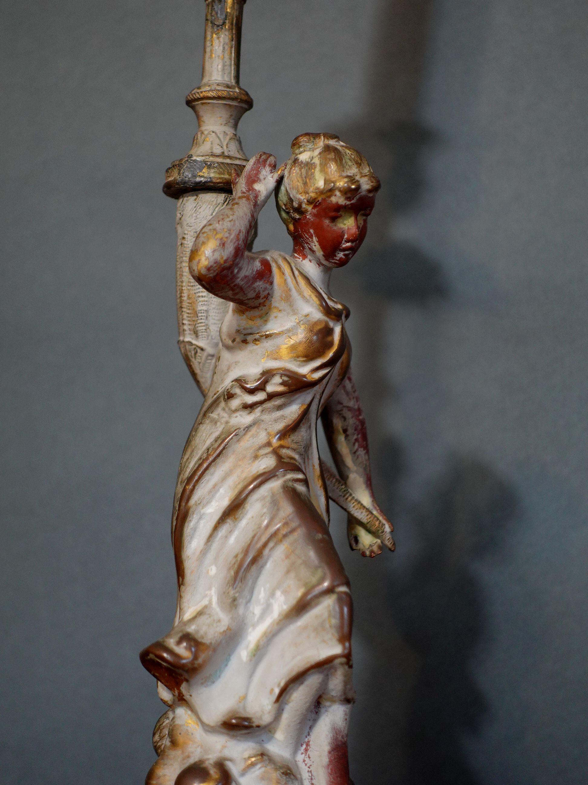 Französische patinierte Bronzeskulptur Kandelaber-Kerzenhalter, 19. Jahrhundert im Angebot 8