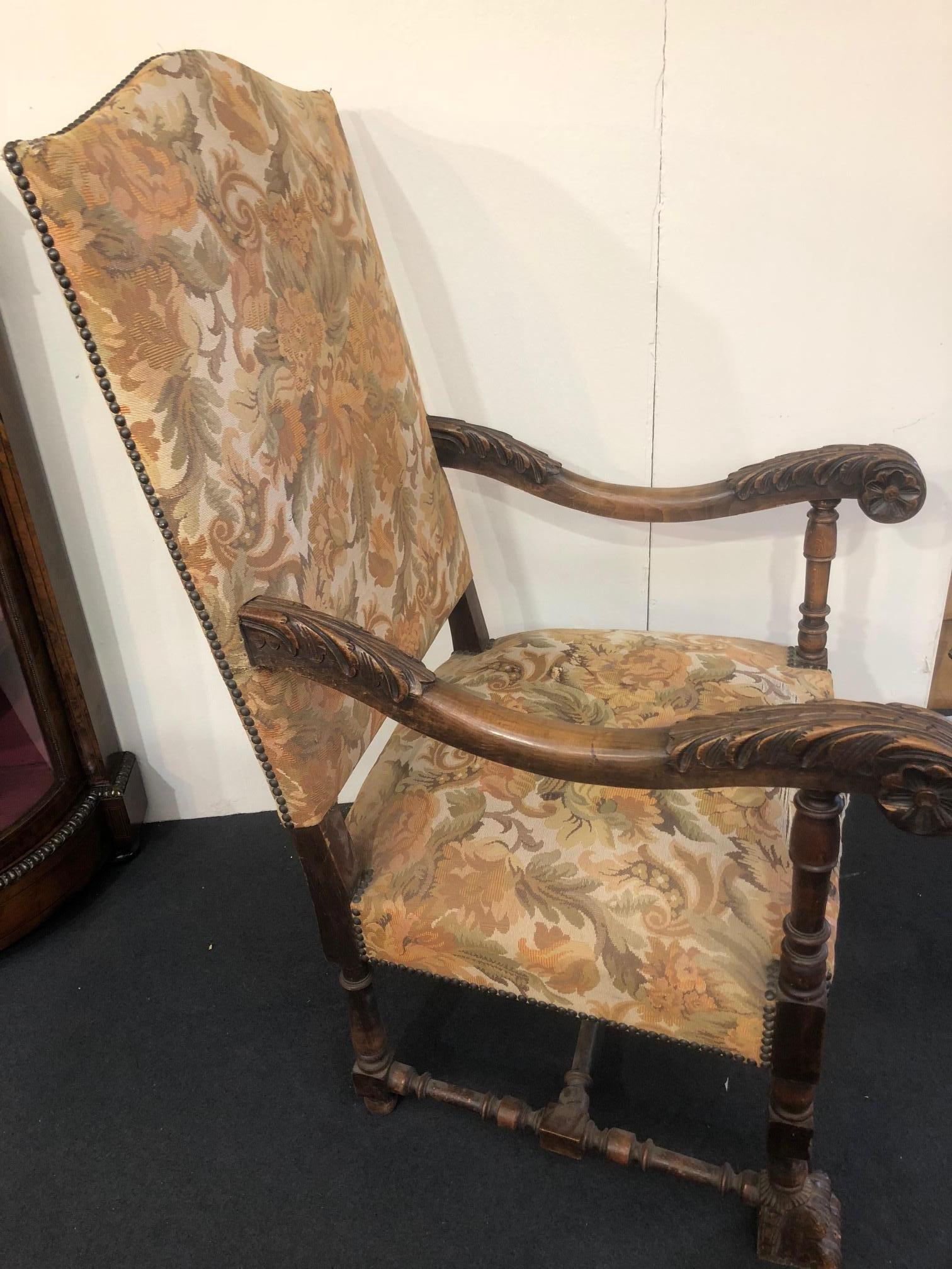 19th Century a Large 18th Century Armchair, Original Tapestry For Sale 1