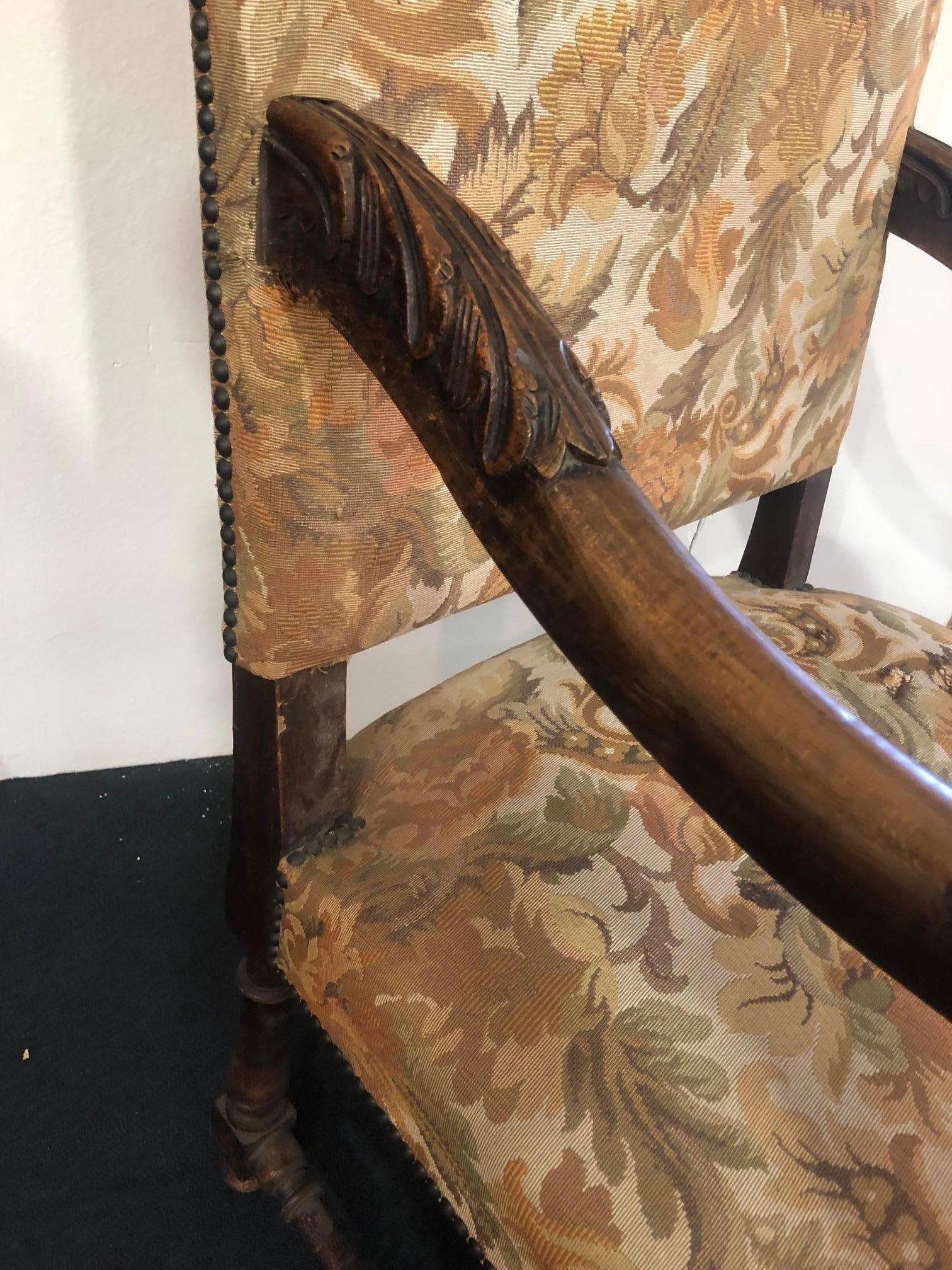 Wood 19th Century a Large 18th Century Armchair, Original Tapestry For Sale