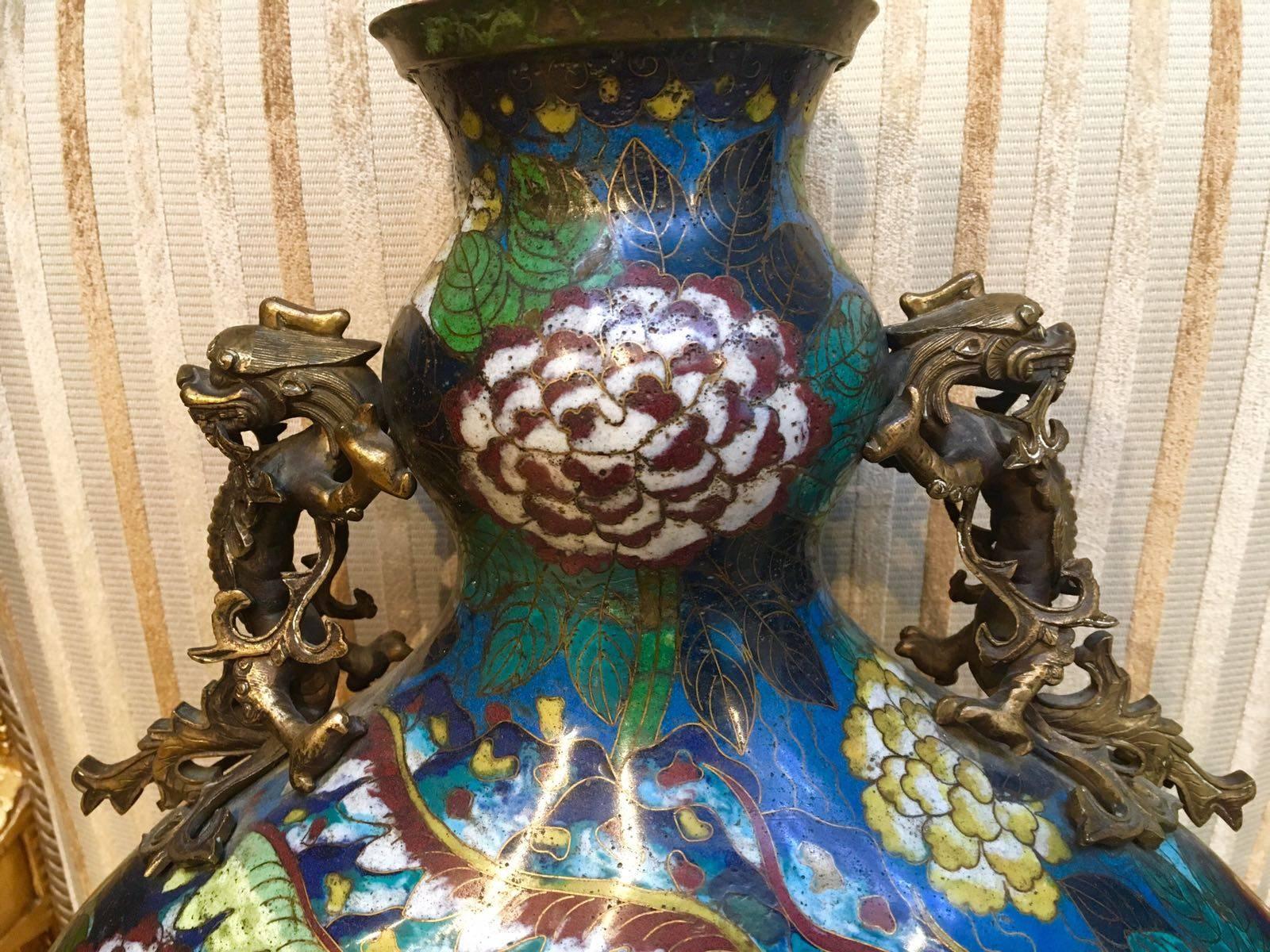 Other 19th Century, a Large Cloisonné Enamel Moonflask For Sale