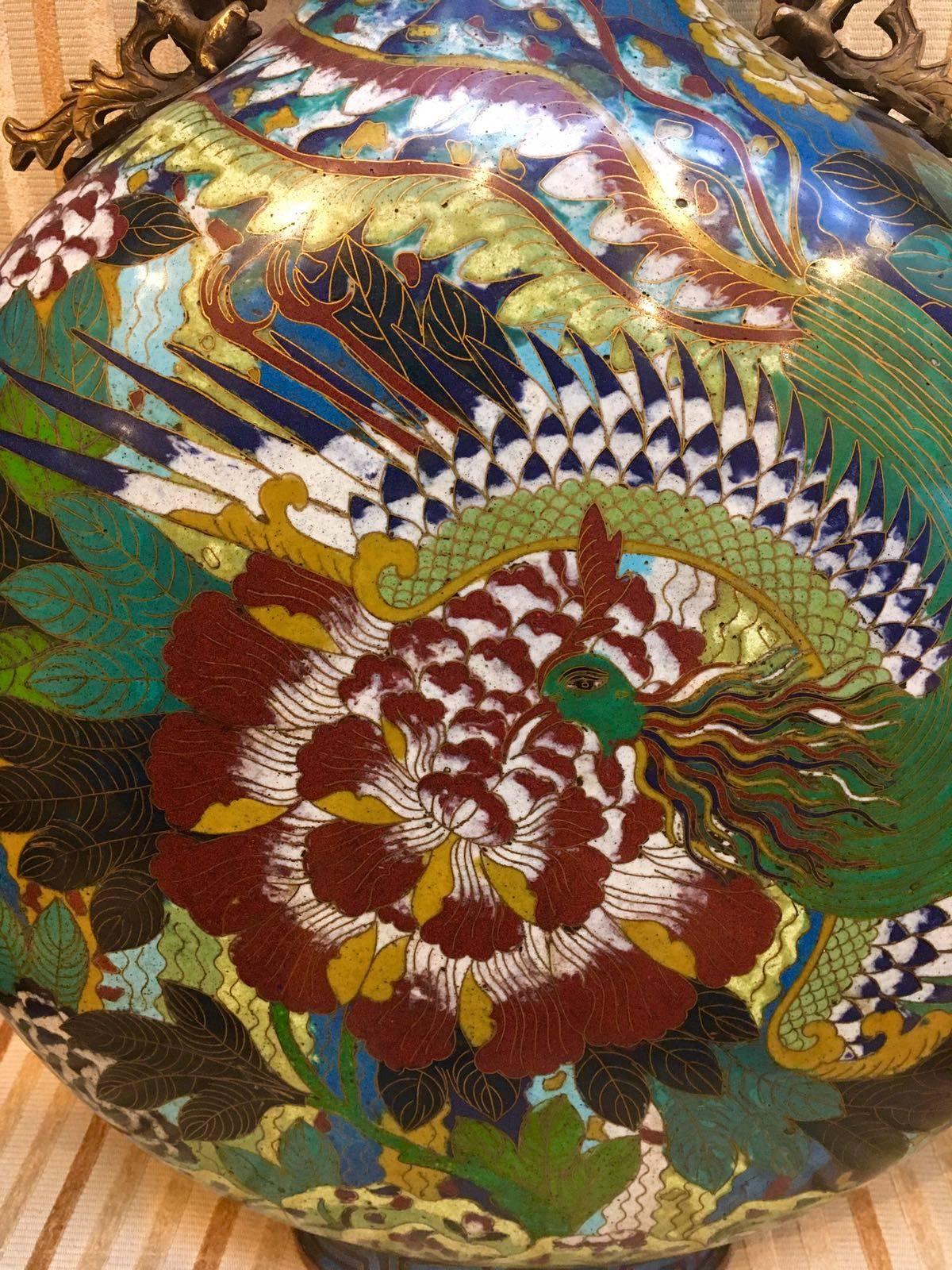 Chinese 19th Century, a Large Cloisonné Enamel Moonflask For Sale