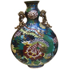 Antique 19th Century, a Large Cloisonné Enamel Moonflask