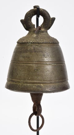 19th Century, A Pair of Antique Burmese Bronze Bells with Stand