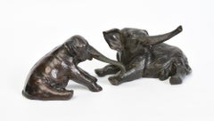 19th Century, A Pair of Antique Japanese Bronze Animal Elephants