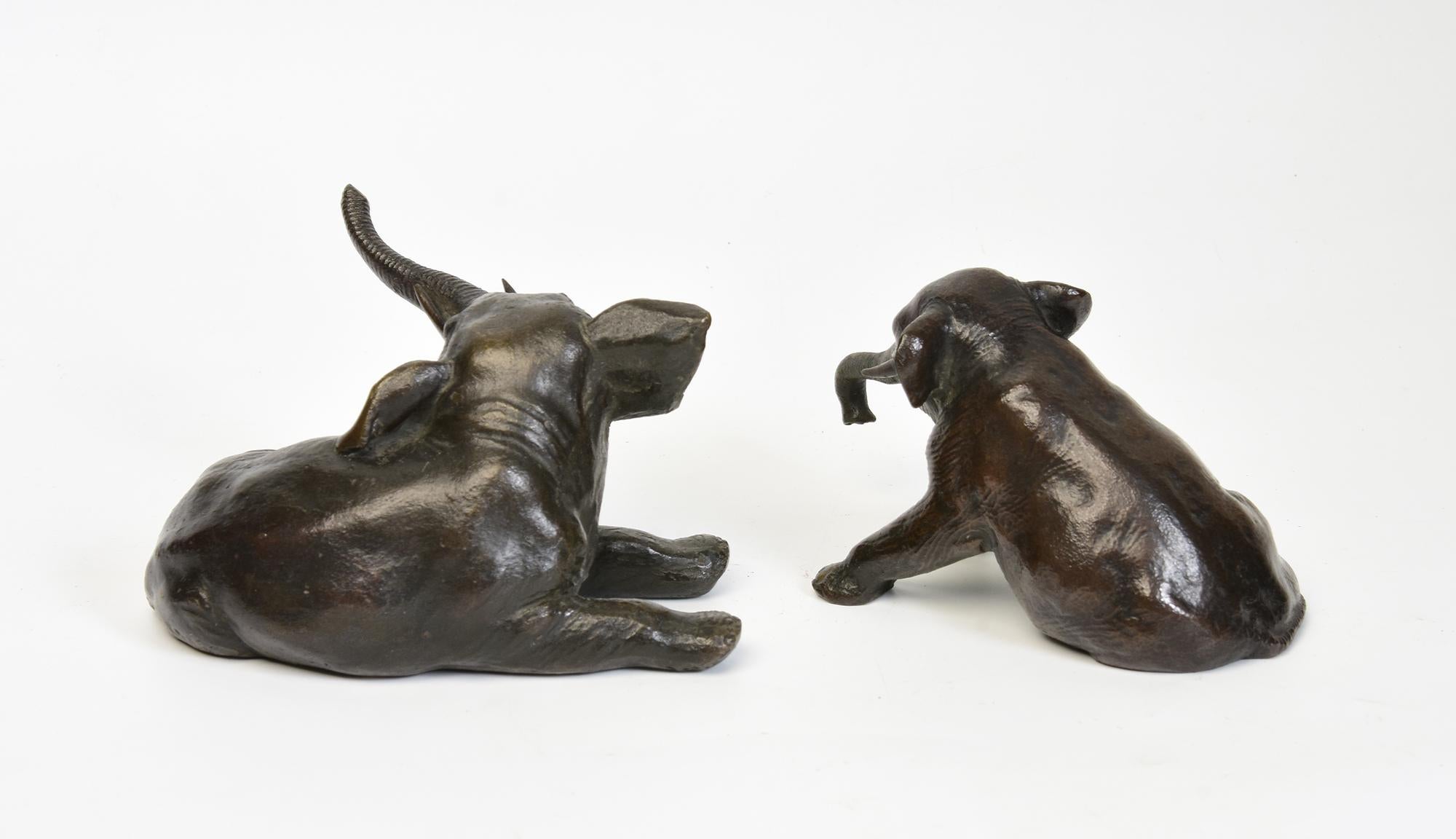 19th Century, A Pair of Antique Japanese Bronze Animal Elephants For Sale 2