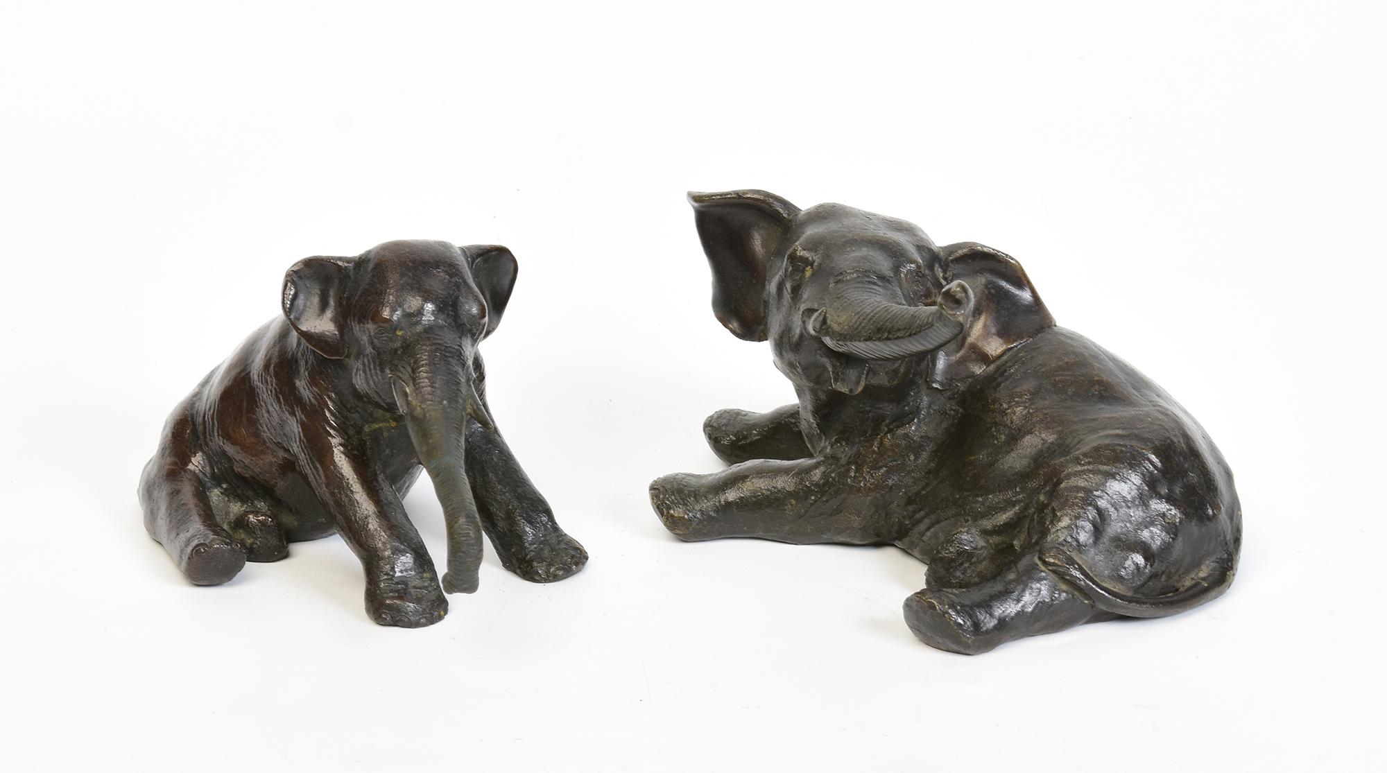 19th Century, A Pair of Antique Japanese Bronze Animal Elephants For Sale 5