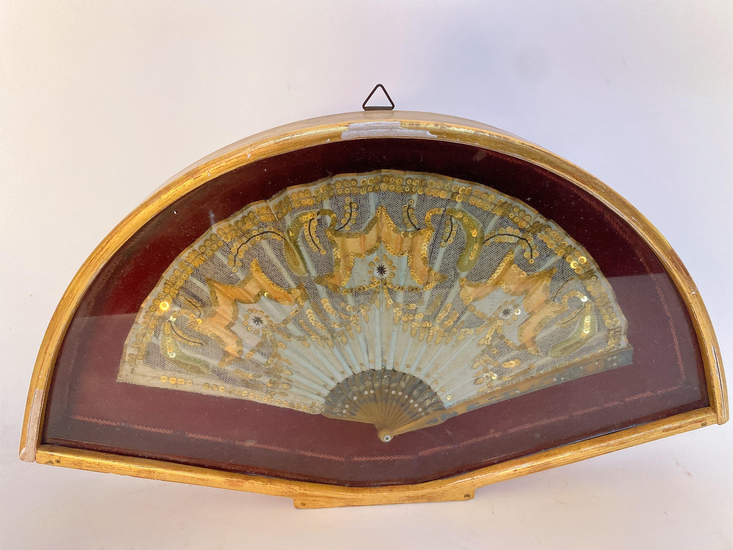 19th Century a Pair of Chinese Fan with Frame Box For Sale 2