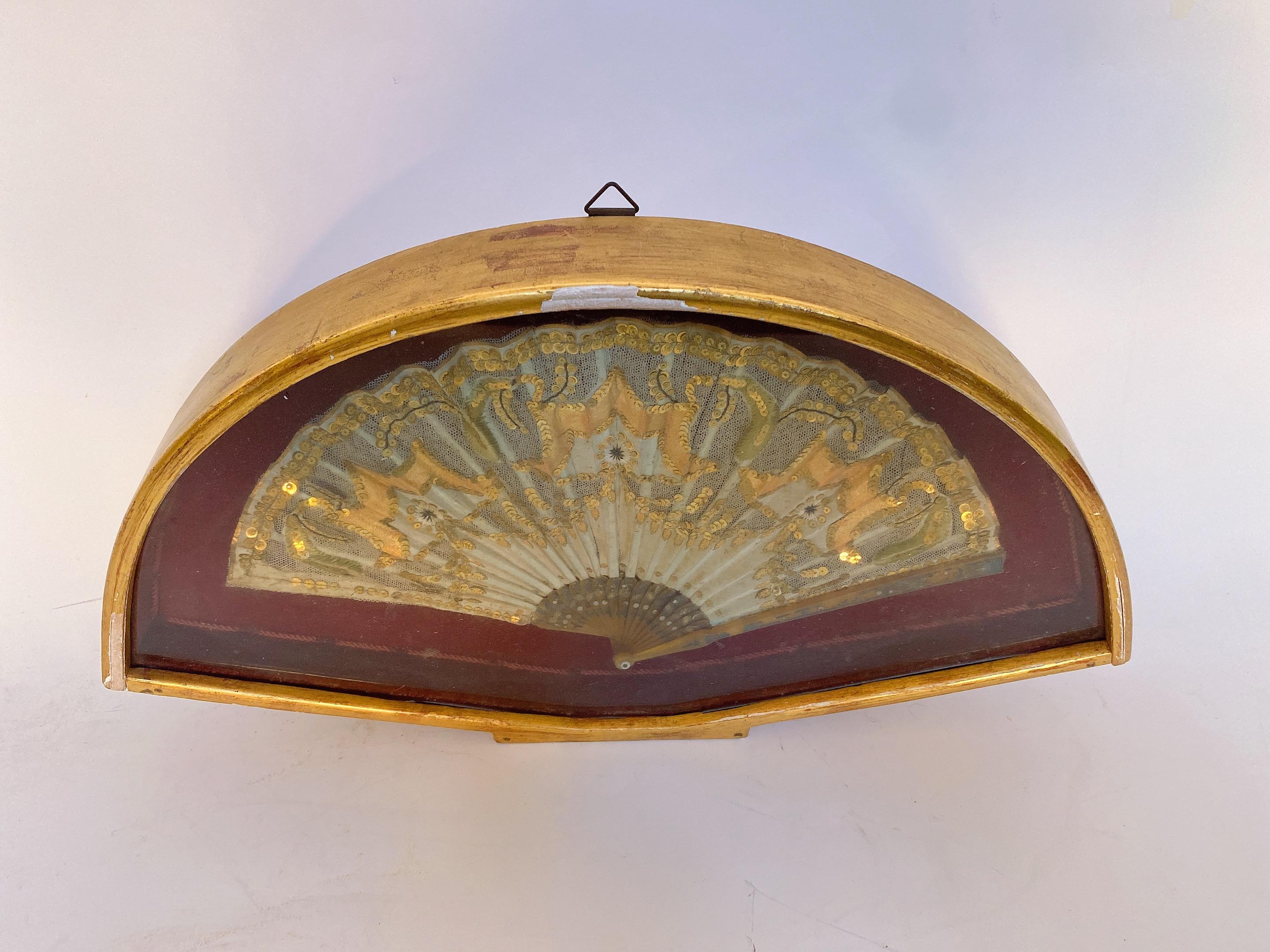19th Century a Pair of Chinese Fan with Frame Box For Sale 3